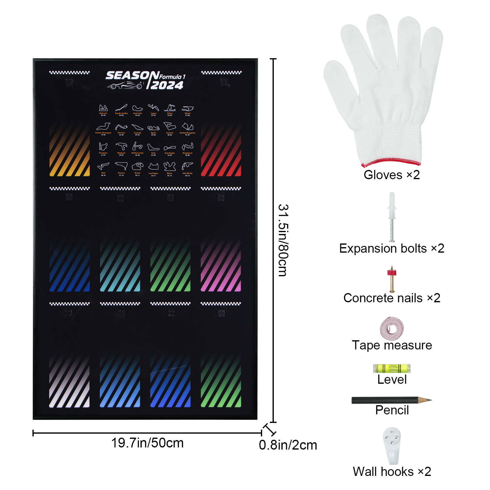 LED Light Acrylic Display Wall Mount for LEGO® 66802 (77422-77251) F1 Car Speed Champions Ultimate Formula 1 Collector's Pack (Lego Set Not Included)