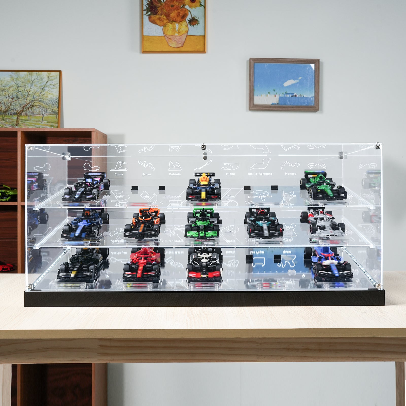 LED Light Acrylic Display Case for LEGO® Speed Champions F1 Car | 15 in 1 (LEGO® Set Not Included).