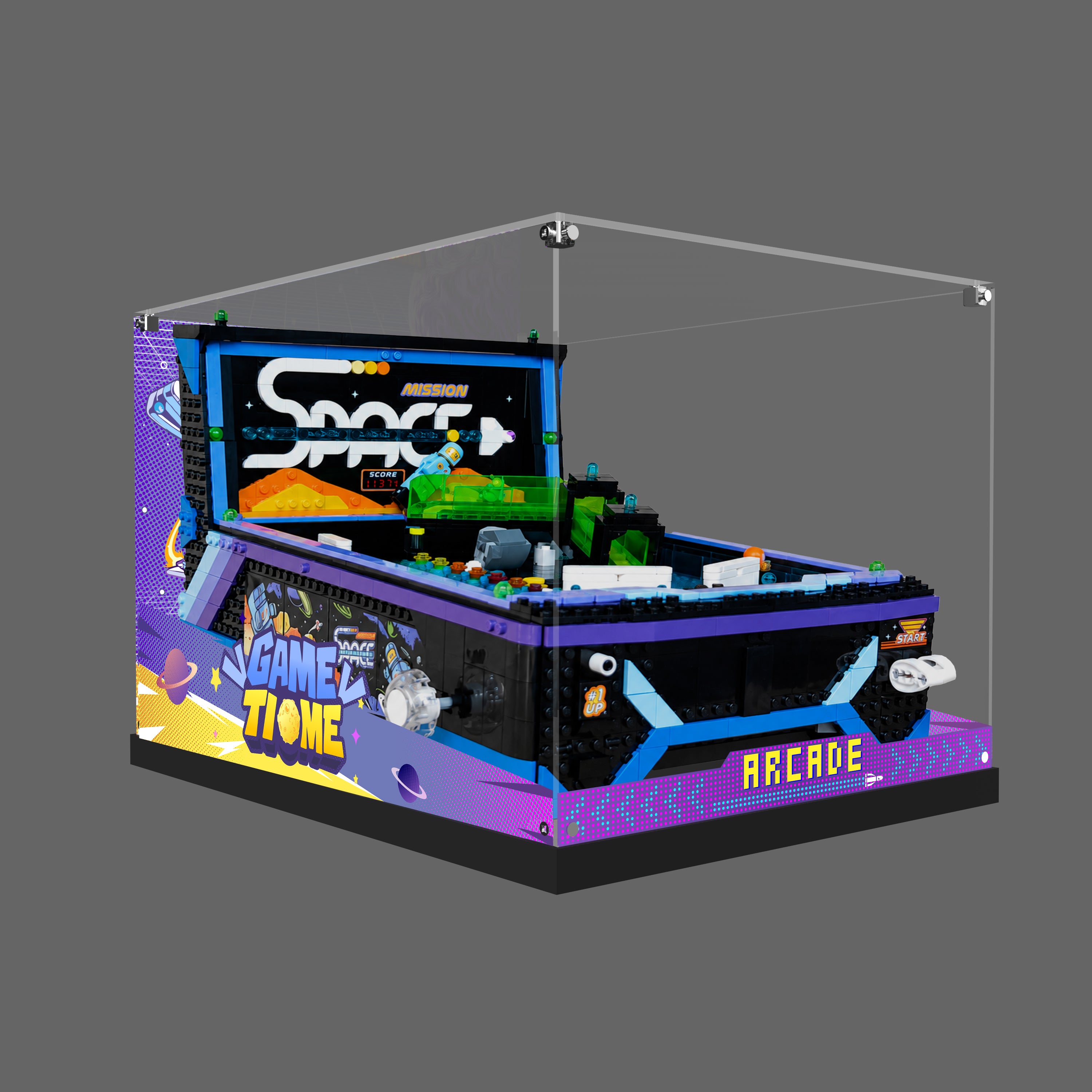 Acrylic Display Case for LEGO® Icons 11374 Arcade Pinball Machine (LEGO® Set Not Included)