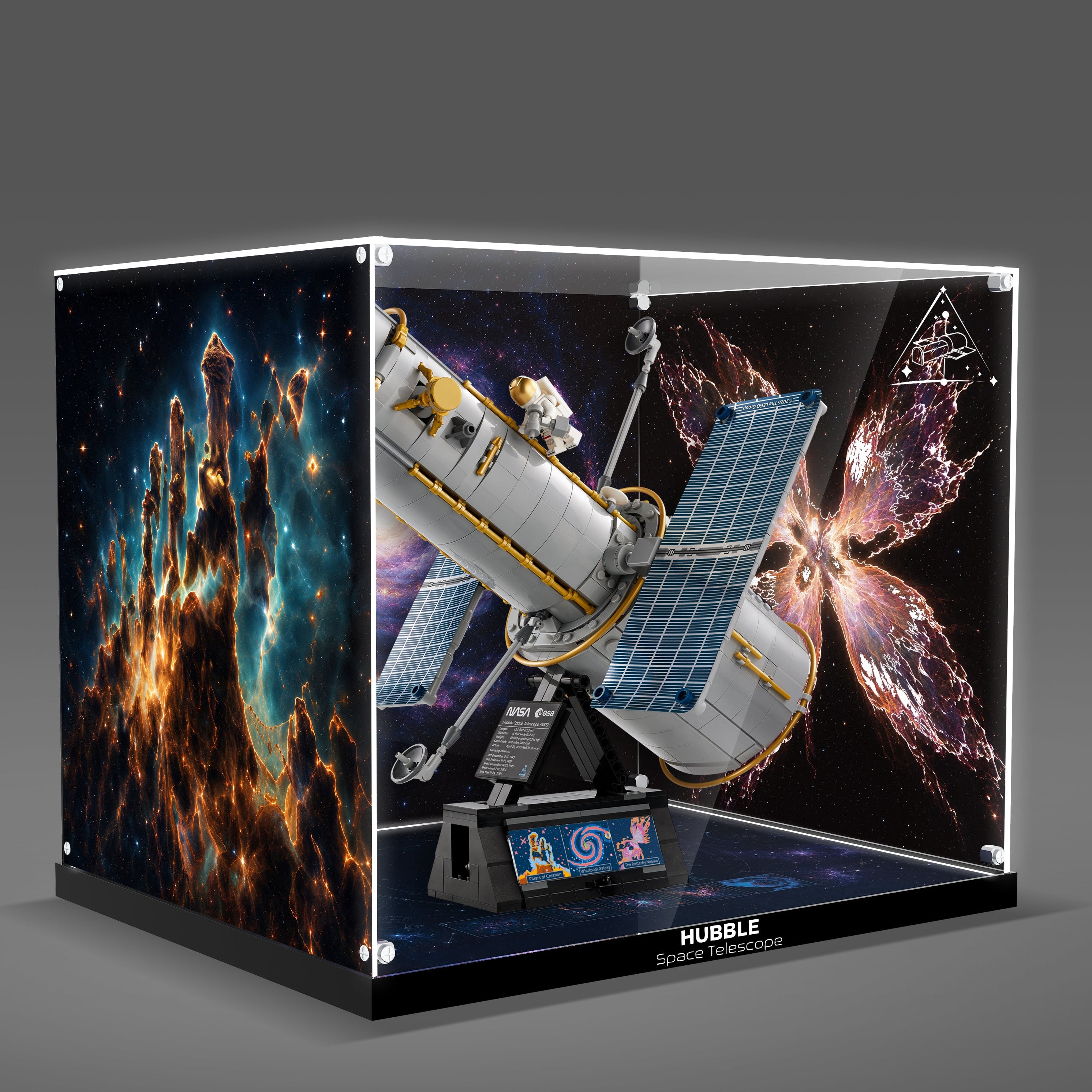 LED Light Acrylic Display Case for LEGO® Icons 11382 Hubble Space Telescope (LEGO® Set Not Included).