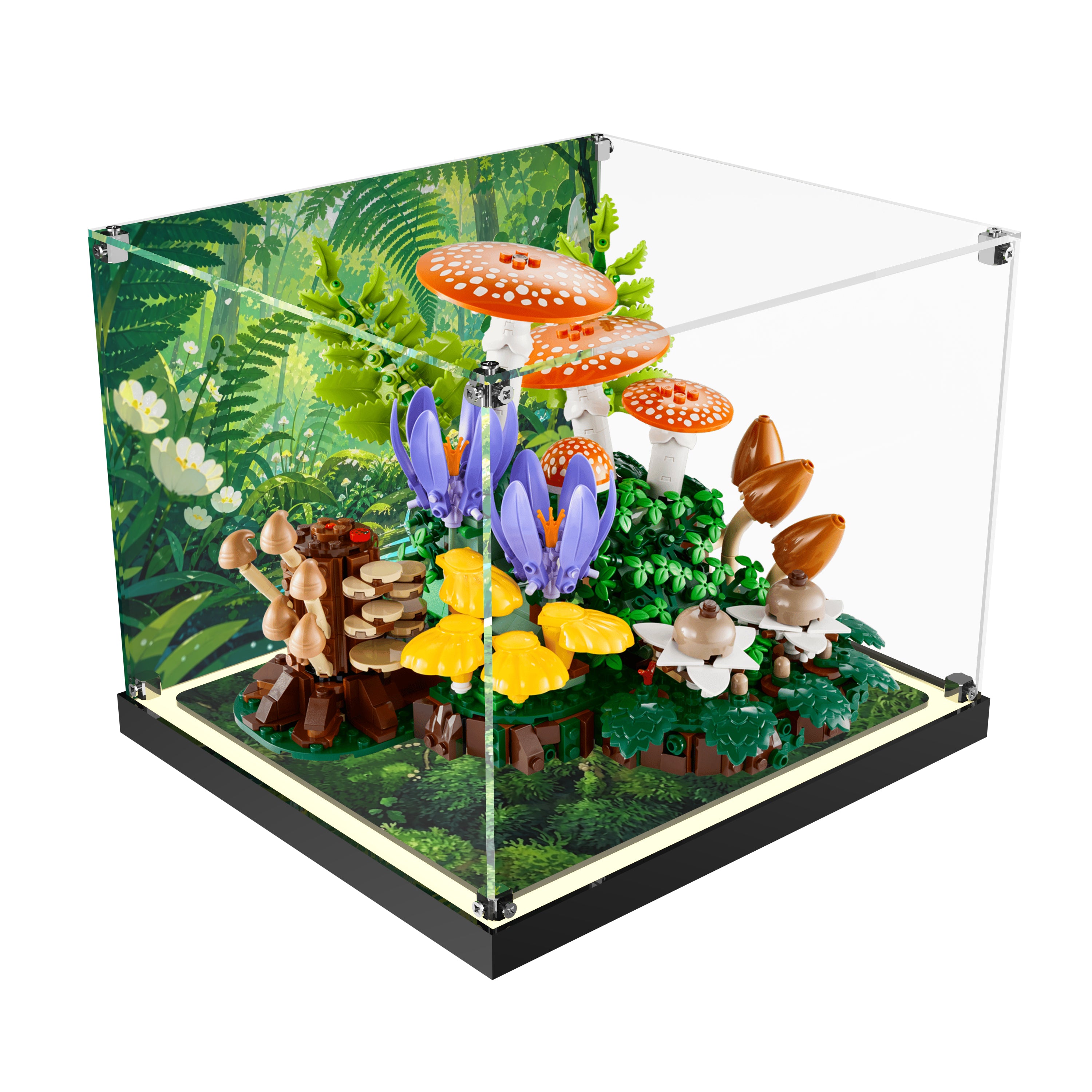 LED Light Acrylic Display Case for LEGO® Botanicals 11505 Woodland Mushrooms (LEGO® Set NOT Include)