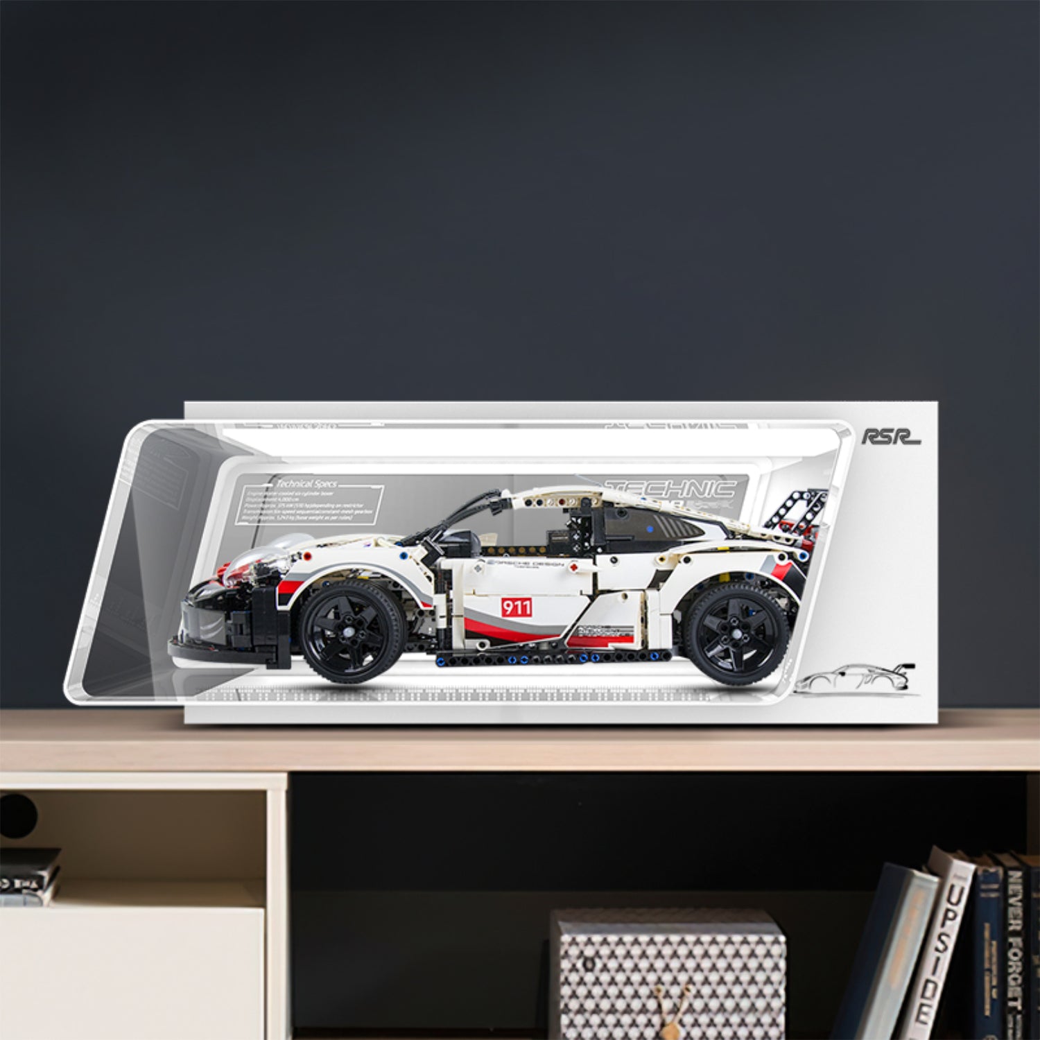 Crazy Designer Collection - LED Acrylic Display Case for LEGO® Technic 42096 Porsche 911 RSR (Lego Set Not Included)