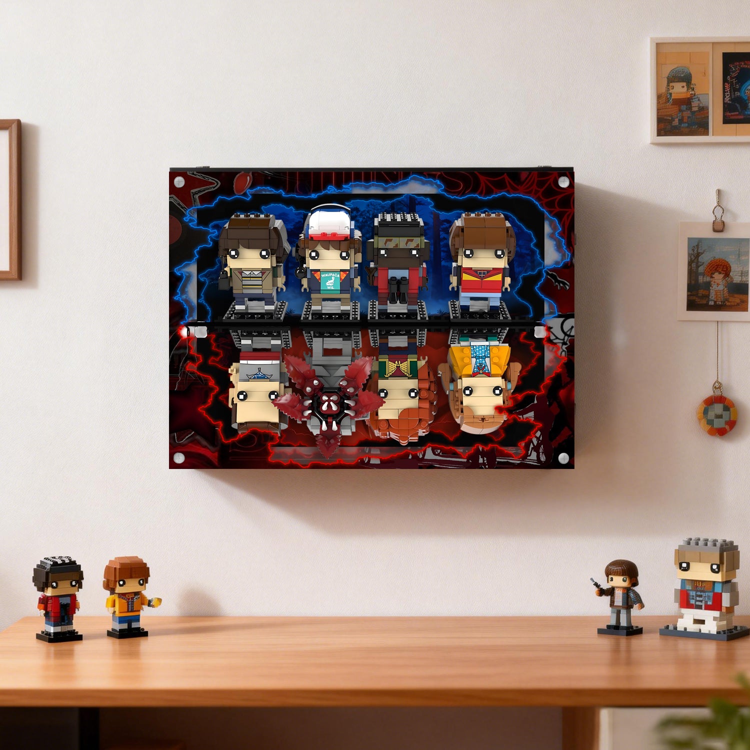Acrylic Display Case for LEGO® BrickHeadz Stranger Things™ 40879 & 40801 Eleven, Max, Demogorgon and Holly Figure;Mike, Dustin, Lucas and Will Figures (LEGO® Set NOT Include)