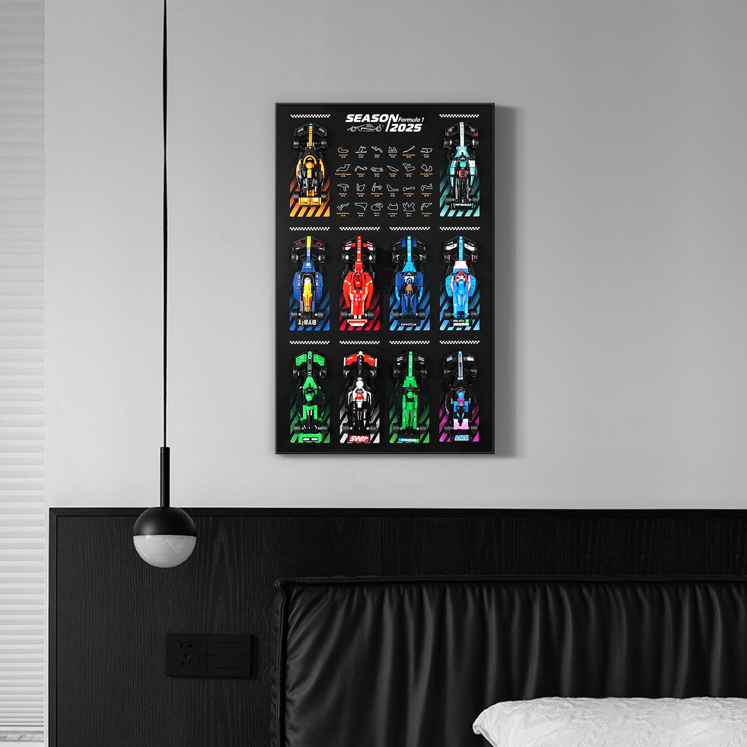 Display Wall Mount 2025 for LEGO® Speed Champions 66802 (77422-77251) F1 Car Ultimate Formula 1 Collector's Pack (LEGO® Set NOT Include)