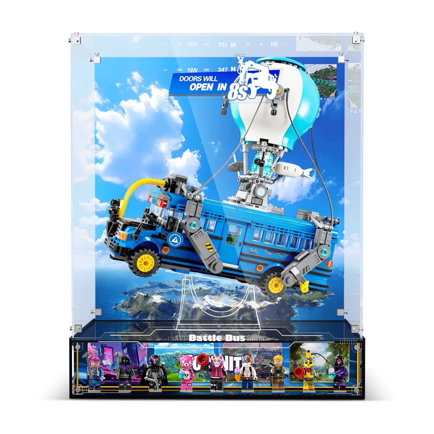 Acrylic Display Case for LEGO® Fortnite 77073 Battle Bus (LEGO® Set NOT Include)