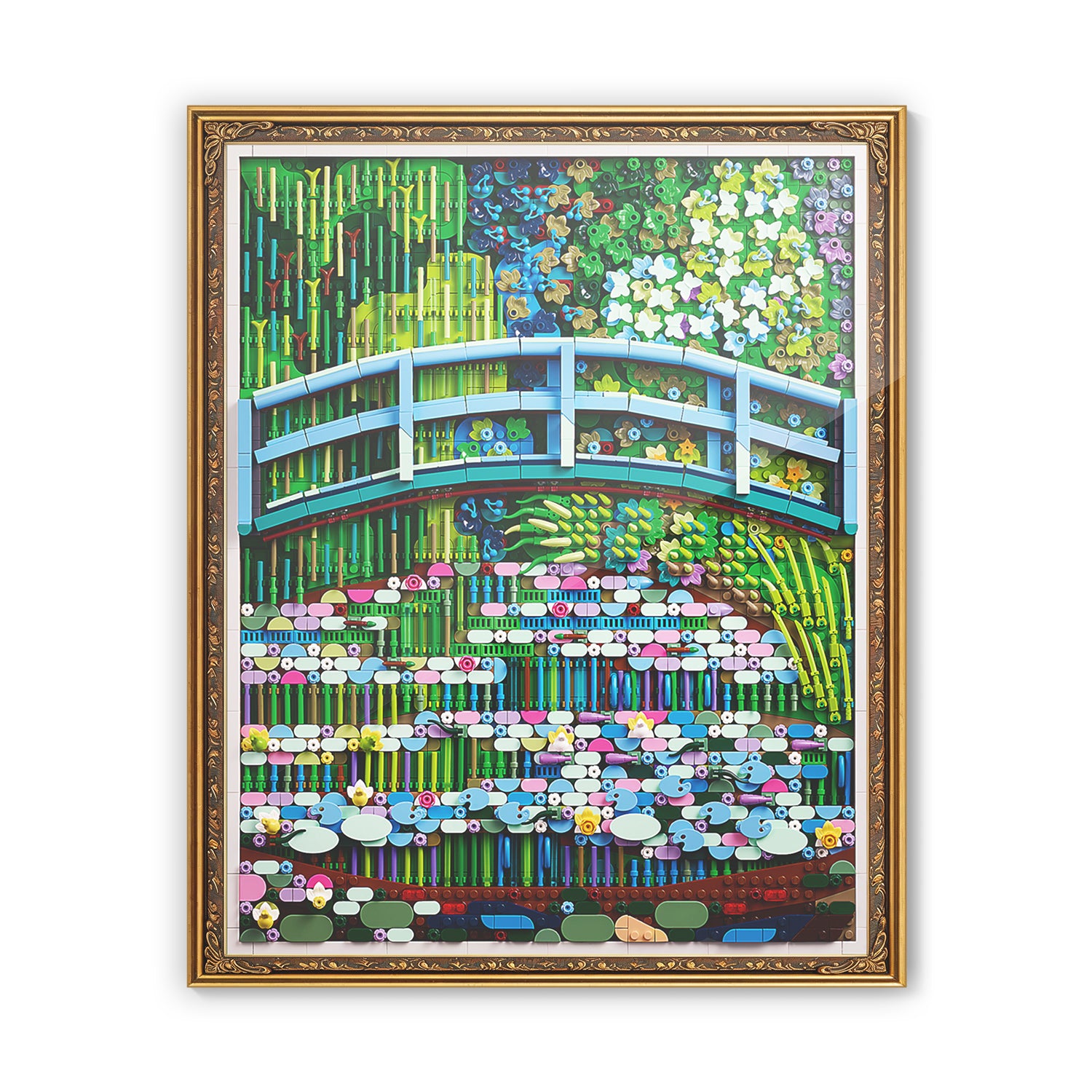 LED Light Acrylic Display Case for LEGO® Art 31220 Claude Monet – Bridge over a Pond of Water Lilies(LEGO® Set NOT Include)