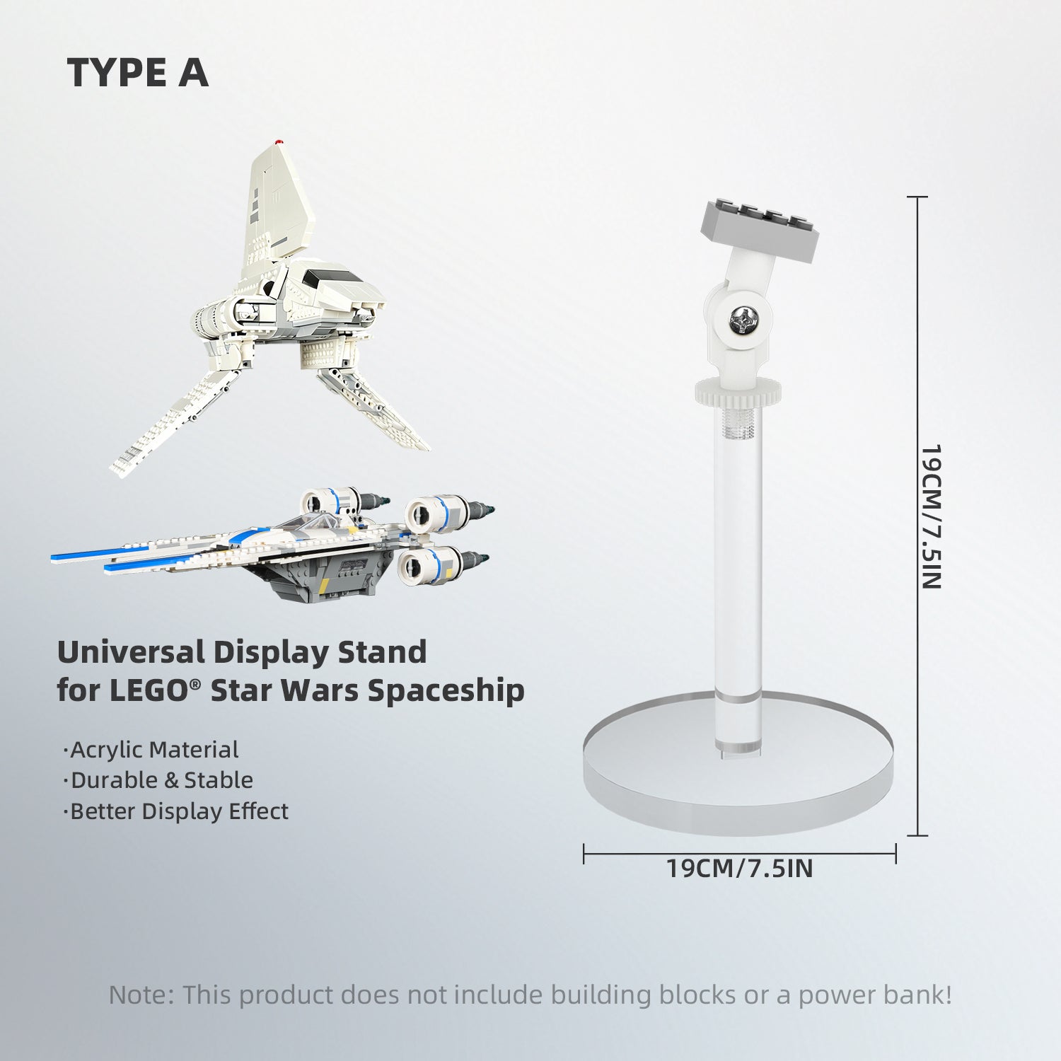 Upgraded Universal Acrylic Display Stand for LEGO® Star Wars Spaceship (LEGO® Set NOT Included)