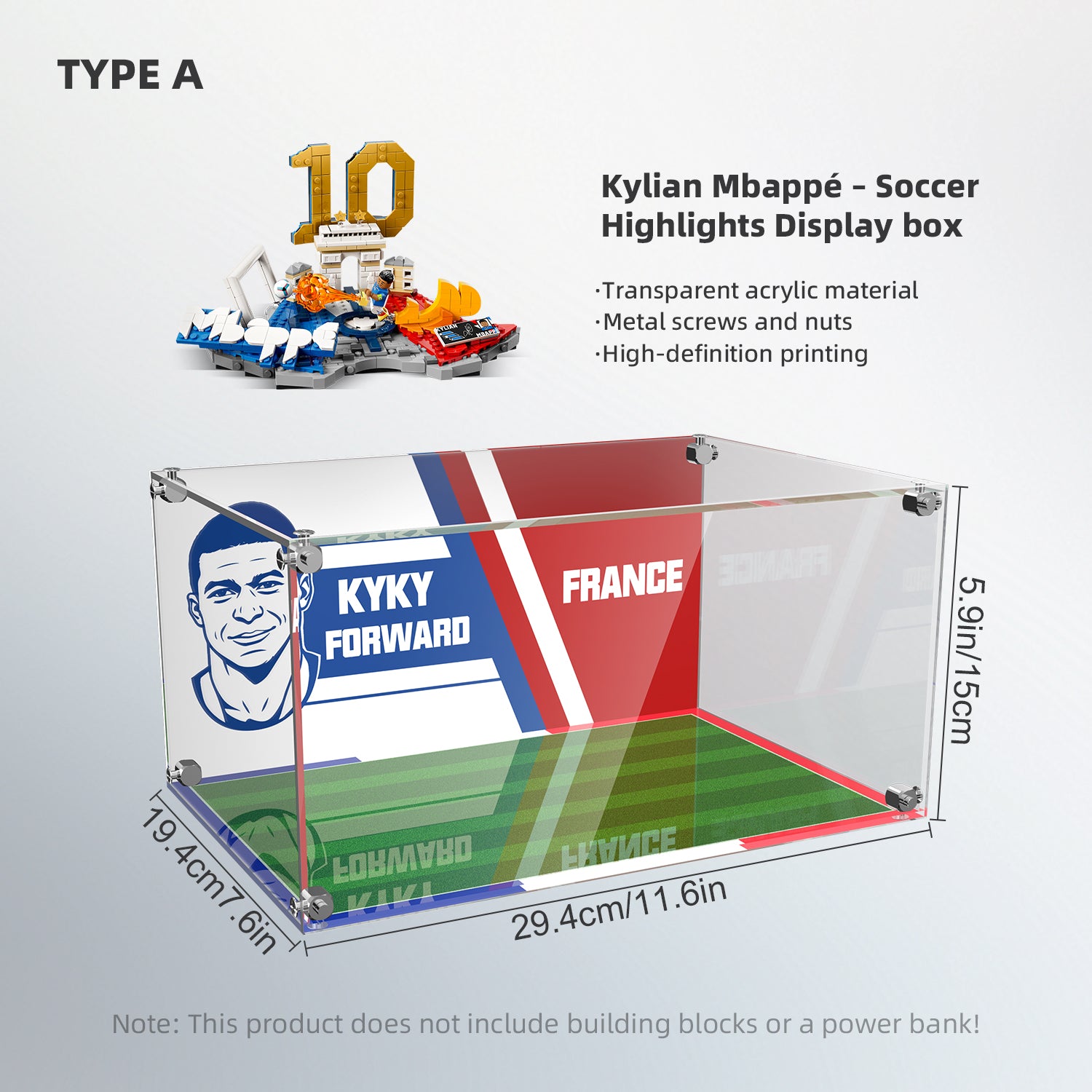 Acrylic Display Case for LEGO® Editions 43013 Kylian Mbappé – Football Highlights (LEGO® Set NOT Included)