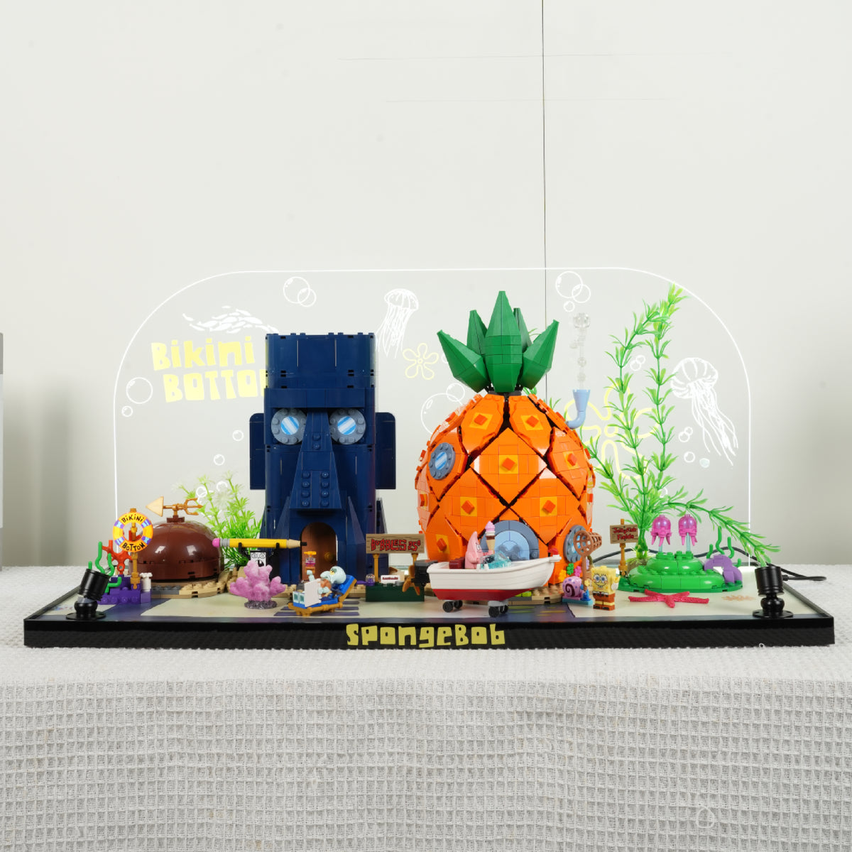 One-Piece Design LED Light Acrylic Display Case for LEGO® Icons 11386 SpongeBob SquarePants™: Bikini Bottom (LEGO® Set Not Included)