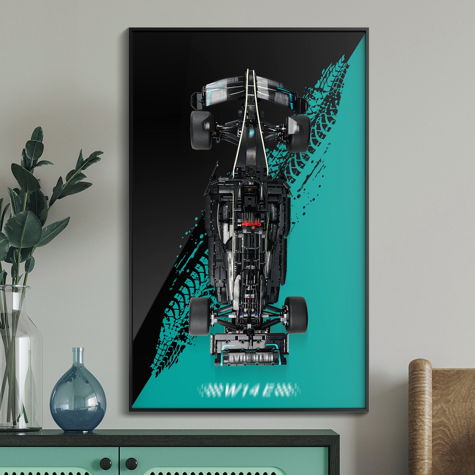 LED Light acrylic Display Wall Mount for LEGO® 42171 Technic W14 E Performance F1 Car (LEGO® Set NOT Include)