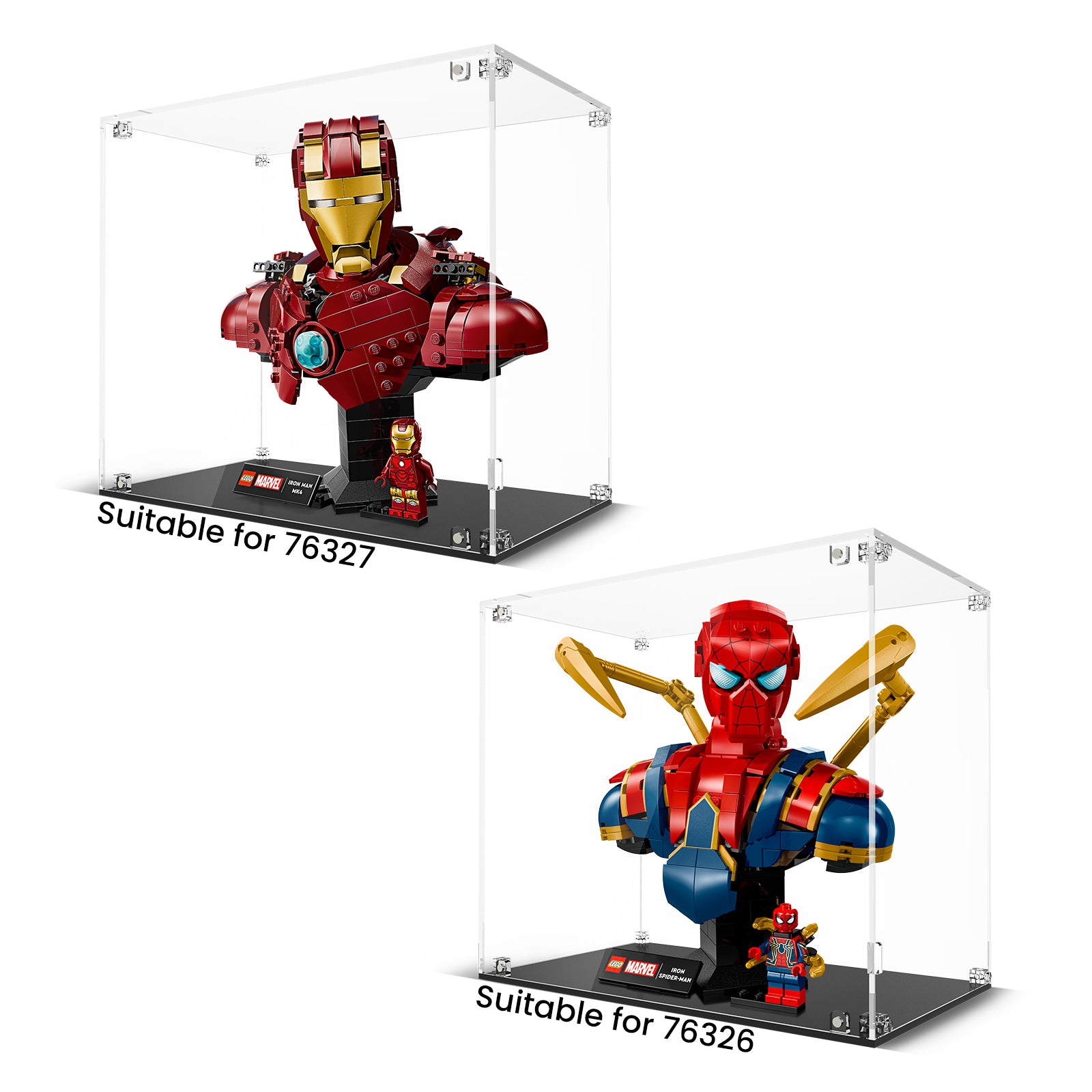 Acrylic Display Case for Lego 76327/76326 Iron Man MK4 Bust (Lego Set Not Included)
