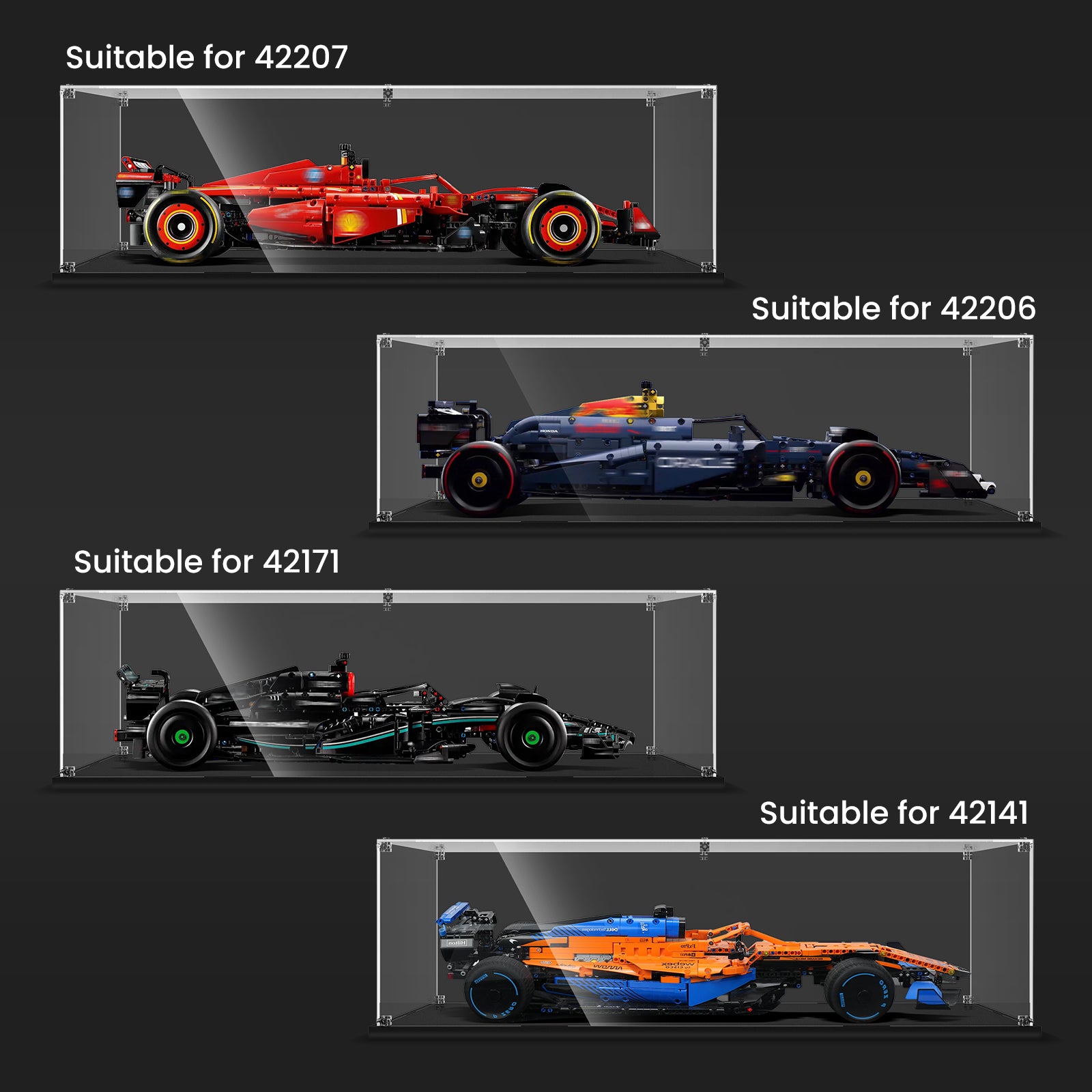 Universal Acrylic Display Case for Lego F1 Car - 42206, 42207, 42141 or 42171 (Box Only, No Model)