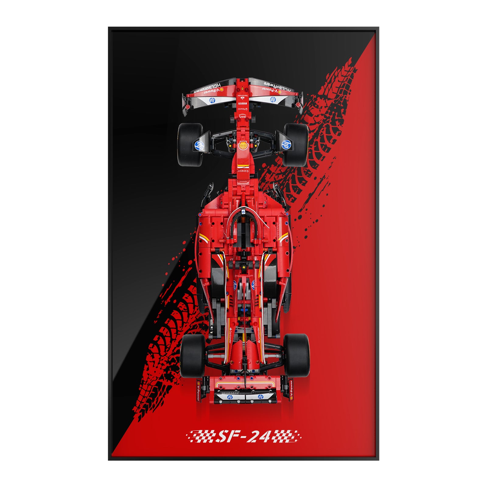 LED Light Acrylic Display Wall Mount for LEGO® 42207 Technic Ferrari SF-24 F1 Car (LEGO® Set NOT Include)