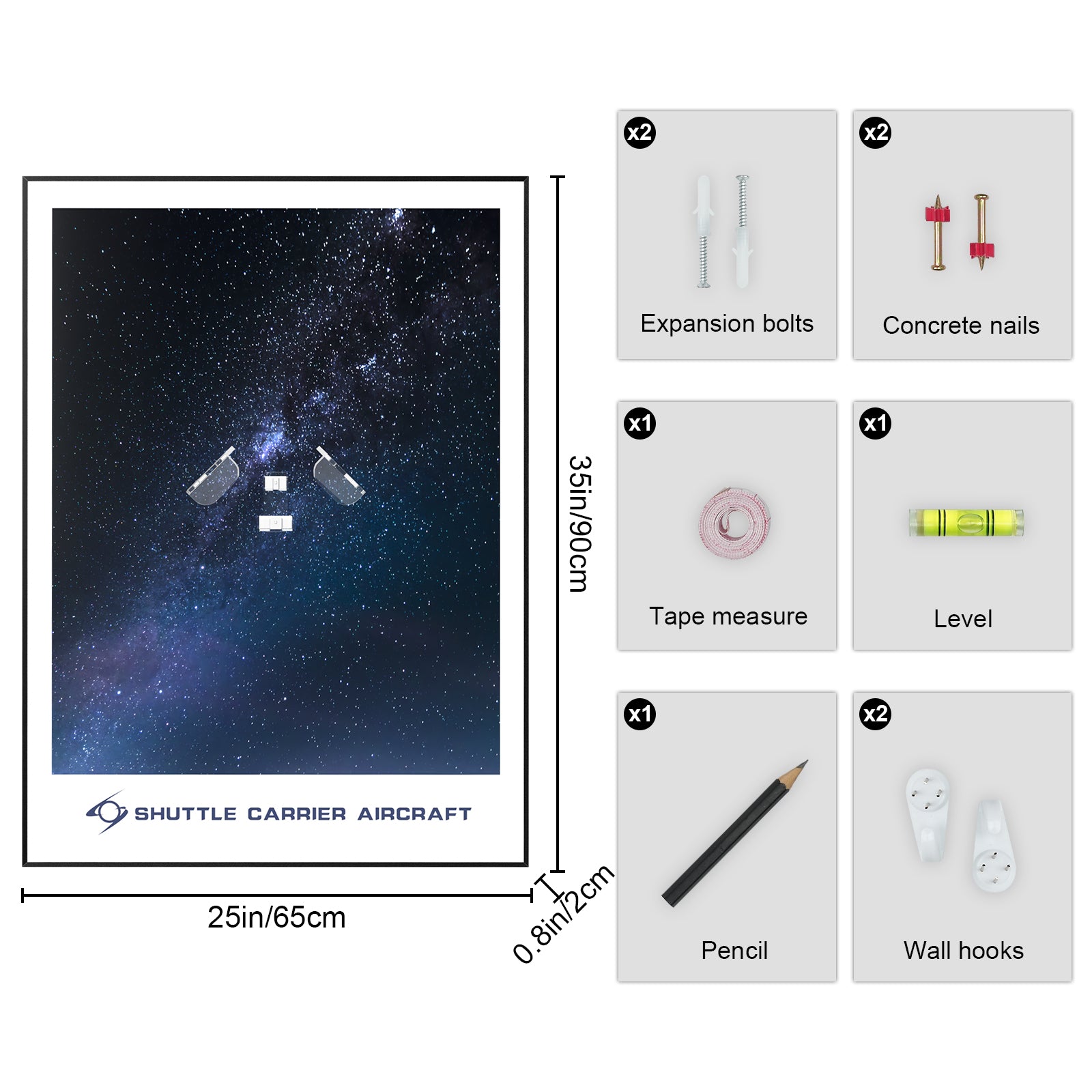 Display Wall Mount for Lego Icons 10360 Shuttle Carrier Aircraft (Lego Set NOT Include)