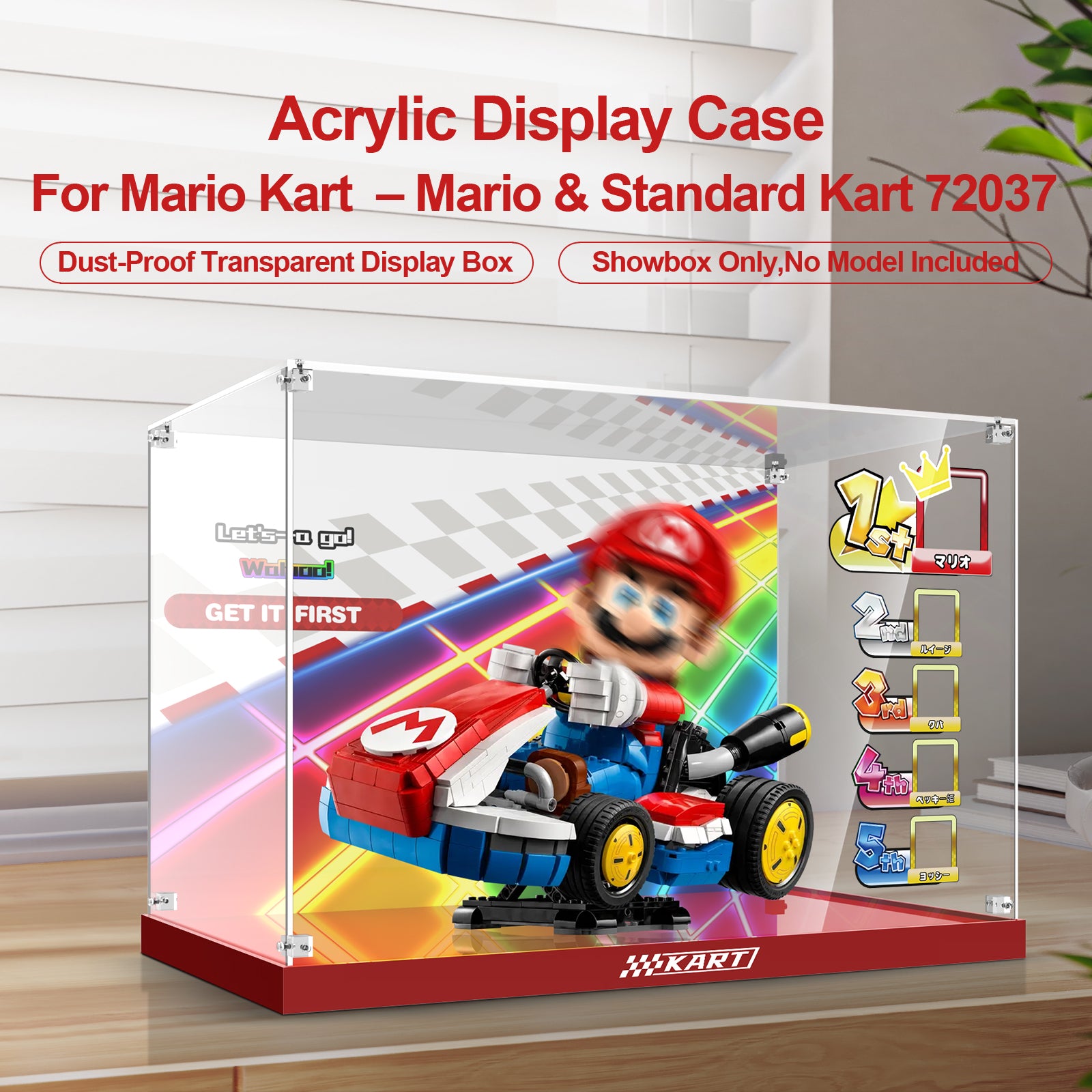 Acrylic Display Case for Lego 72037 Mario Kart – Mario & Standard Kart (Lego Set NOT Include)