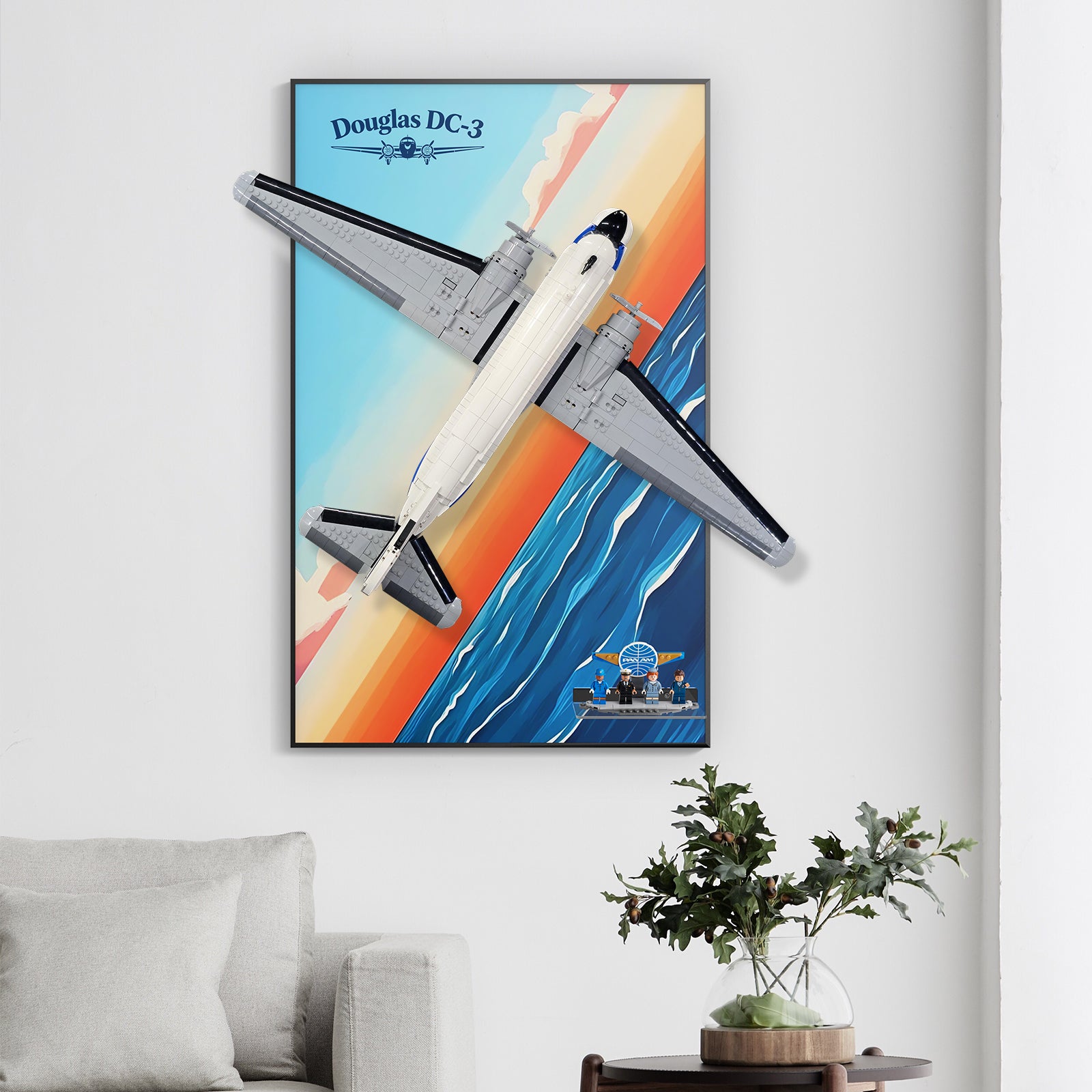 Acrylic Display Wall Mount for LEGO® Icons 11378 Douglas™ DC-3™ PAN AM® Airliner (LEGO® Set NOT Include)