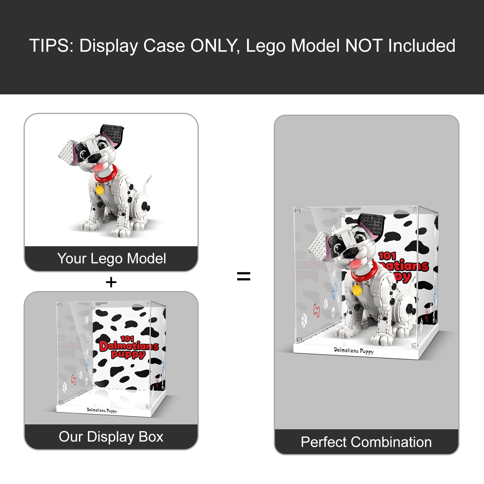 Acrylic Display Case for Lego 43269 Disney 101 Dalmatians Puppy (Lego Set Not Included)