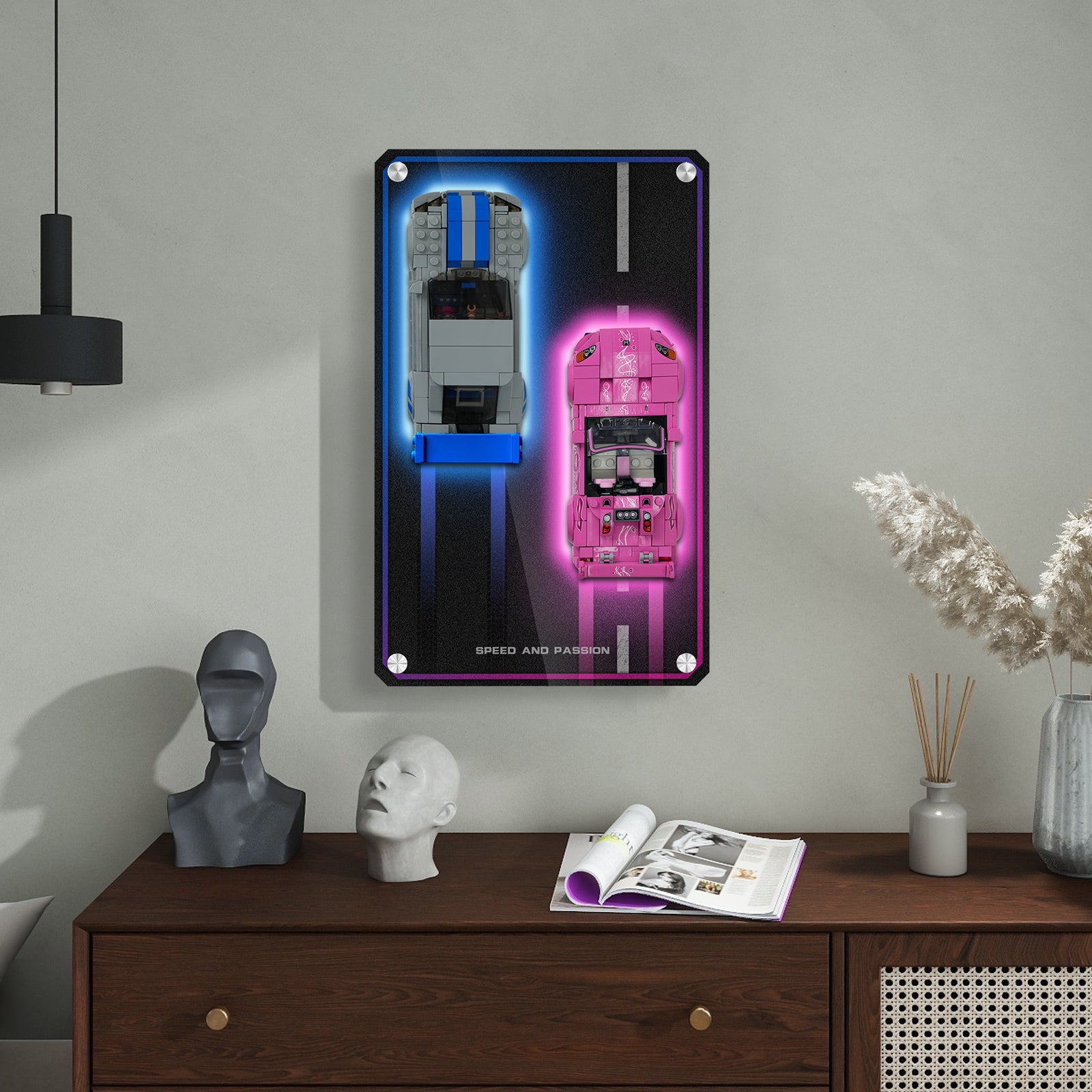 Acrylic Display Wall Mount for LEGO® 77241 & 76917 Speed Champions: 2 Fast 2 Furious (Honda S2000 & Nissan Skyline GT-R R34) (LEGO Set Not Included)