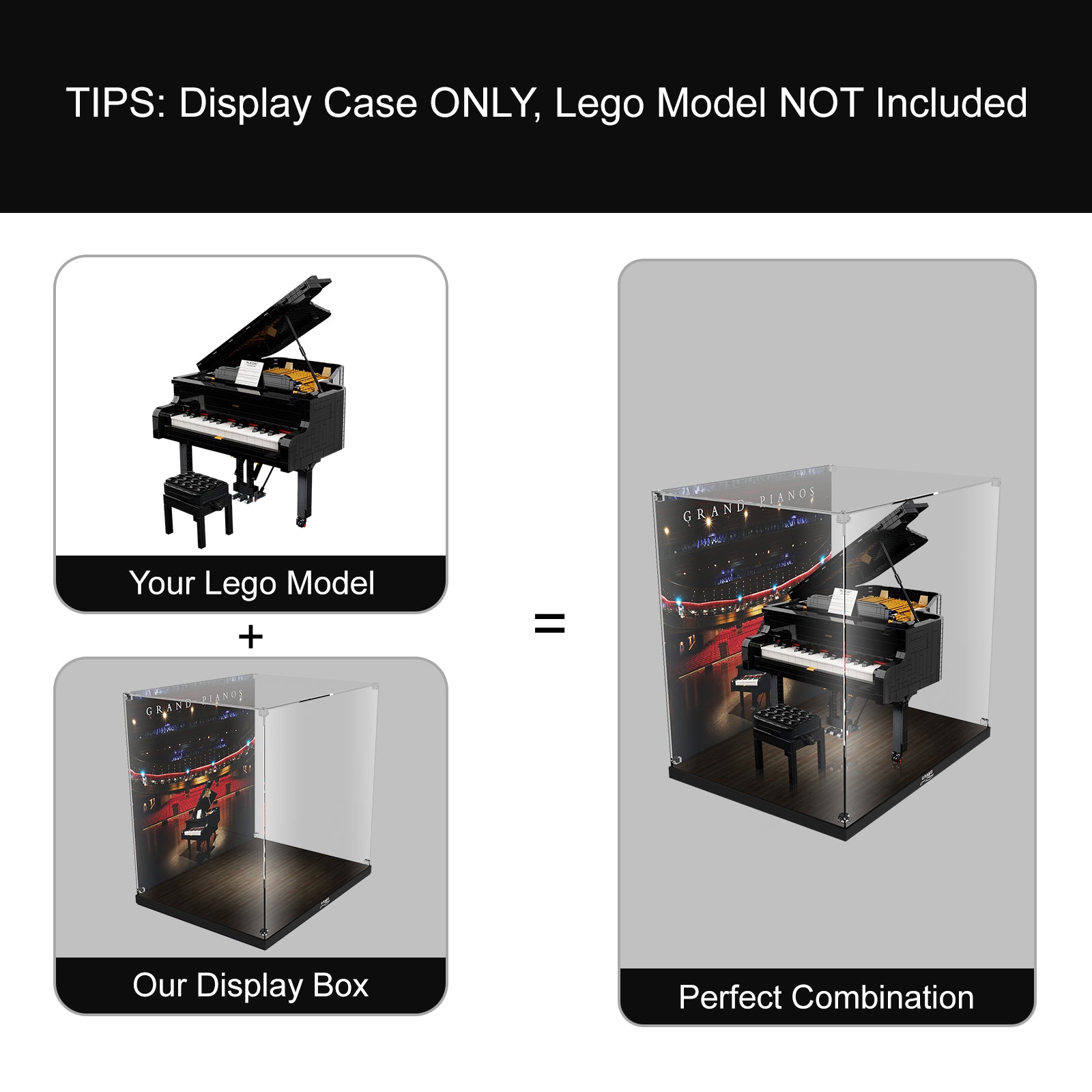 Acrylic Display Case for Lego Ideas 21323 Grand Piano (Lego set Not included) Collector's Series