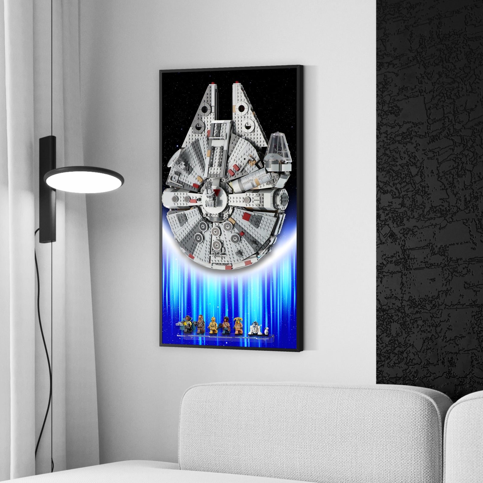 Display Wall Mount for Lego 75257/75389 Star Wars Millennium Falcon/Dark Falcon (1353 Pieces) (Lego set Not Included)
