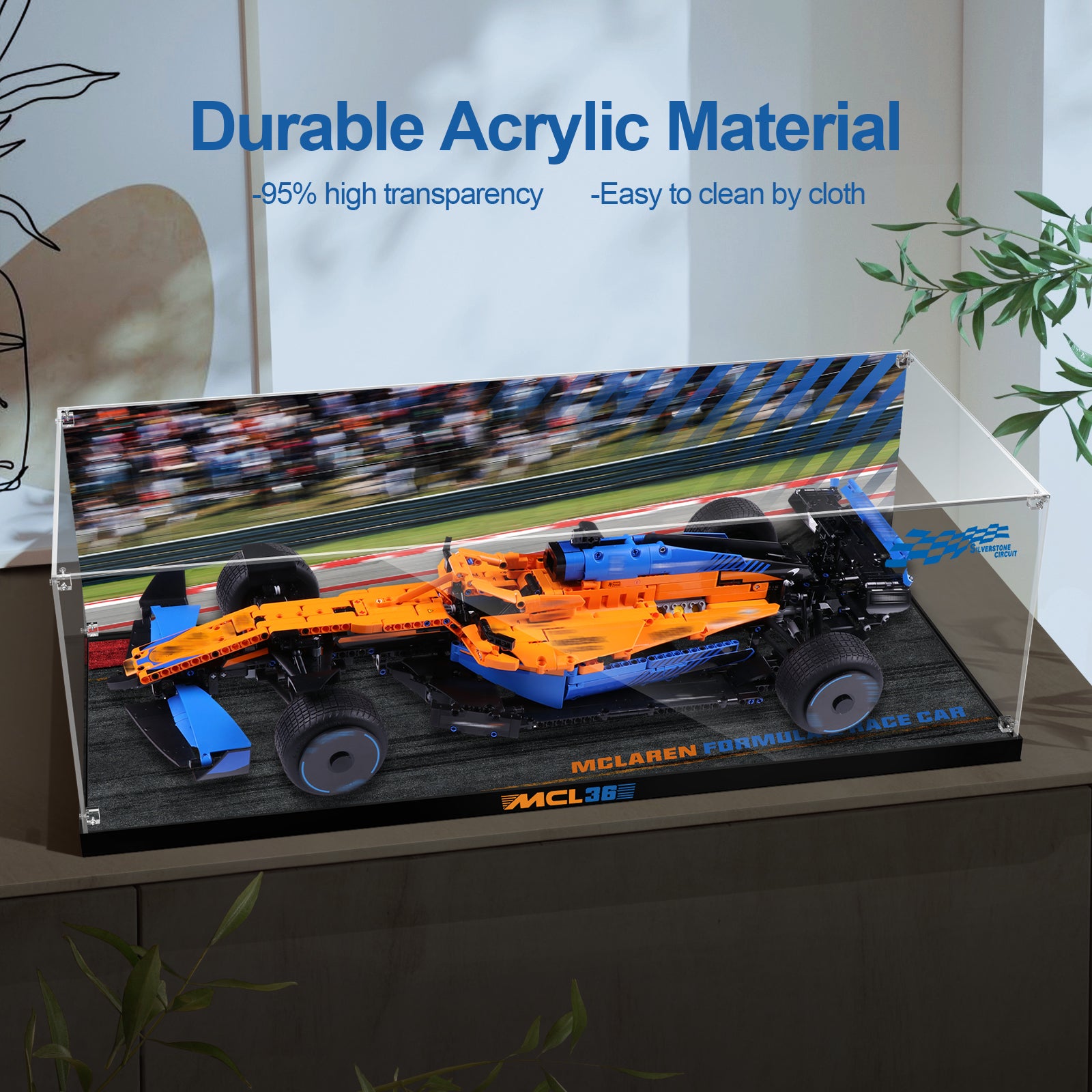 Acrylic Display Case for Lego 42141 McLaren Formula 1 Race Car (Lego Set Not Included)