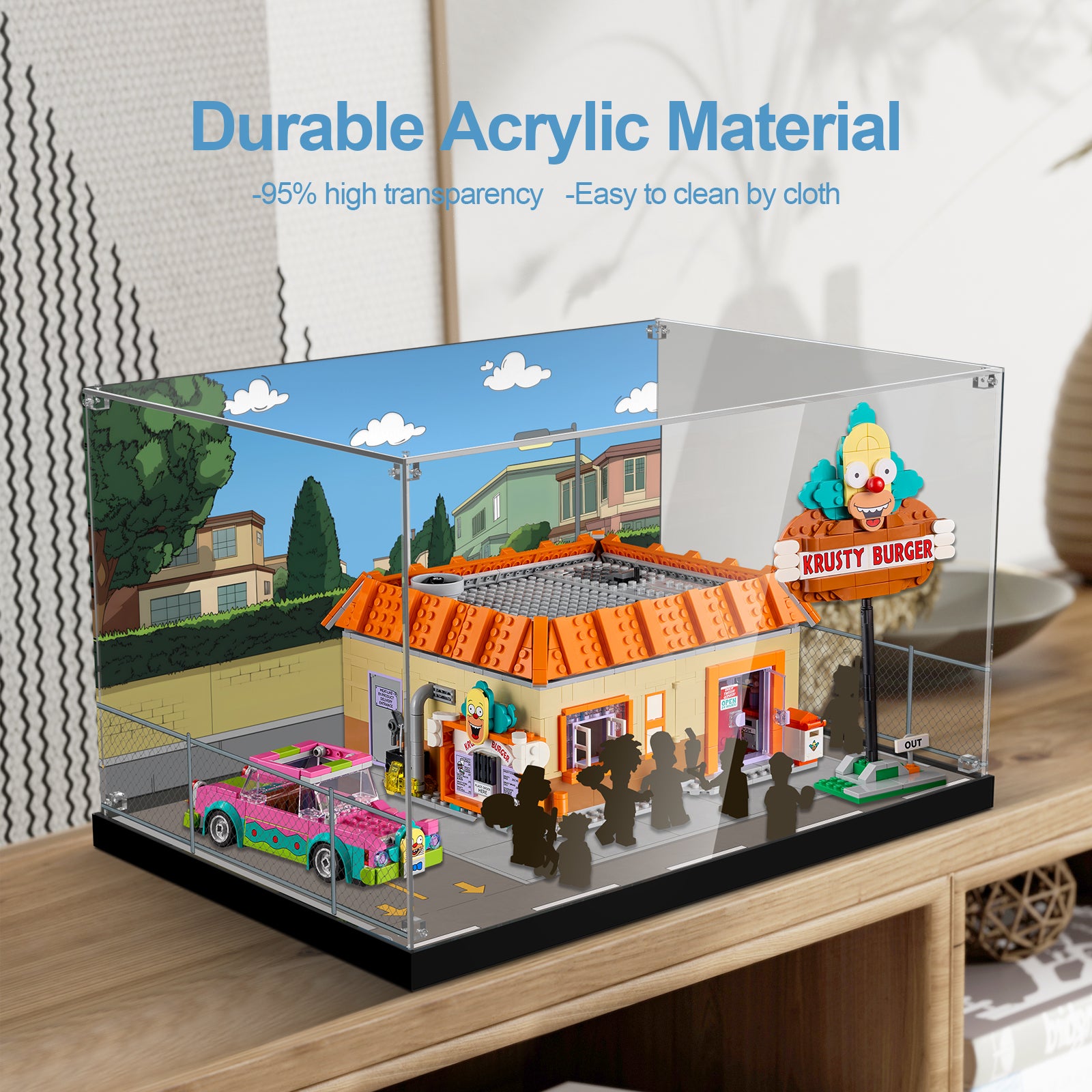 Acrylic Display Case for Lego 10352 The Simpsons: Krusty Burger (Lego Set Not Included)