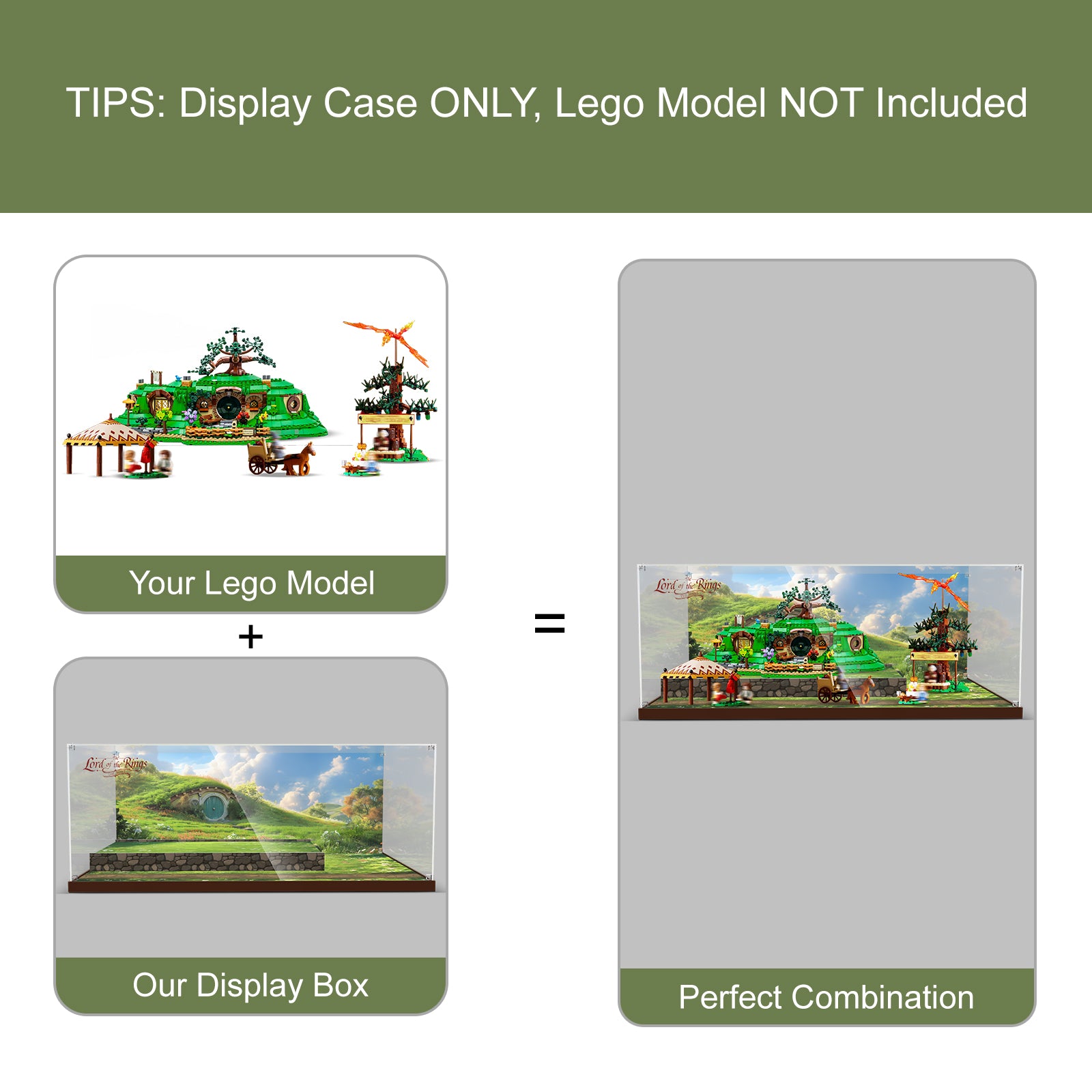 Acrylic Display Case for Lego 10354 The Lord of The Rings: The Shire (Lego Set Not Included)