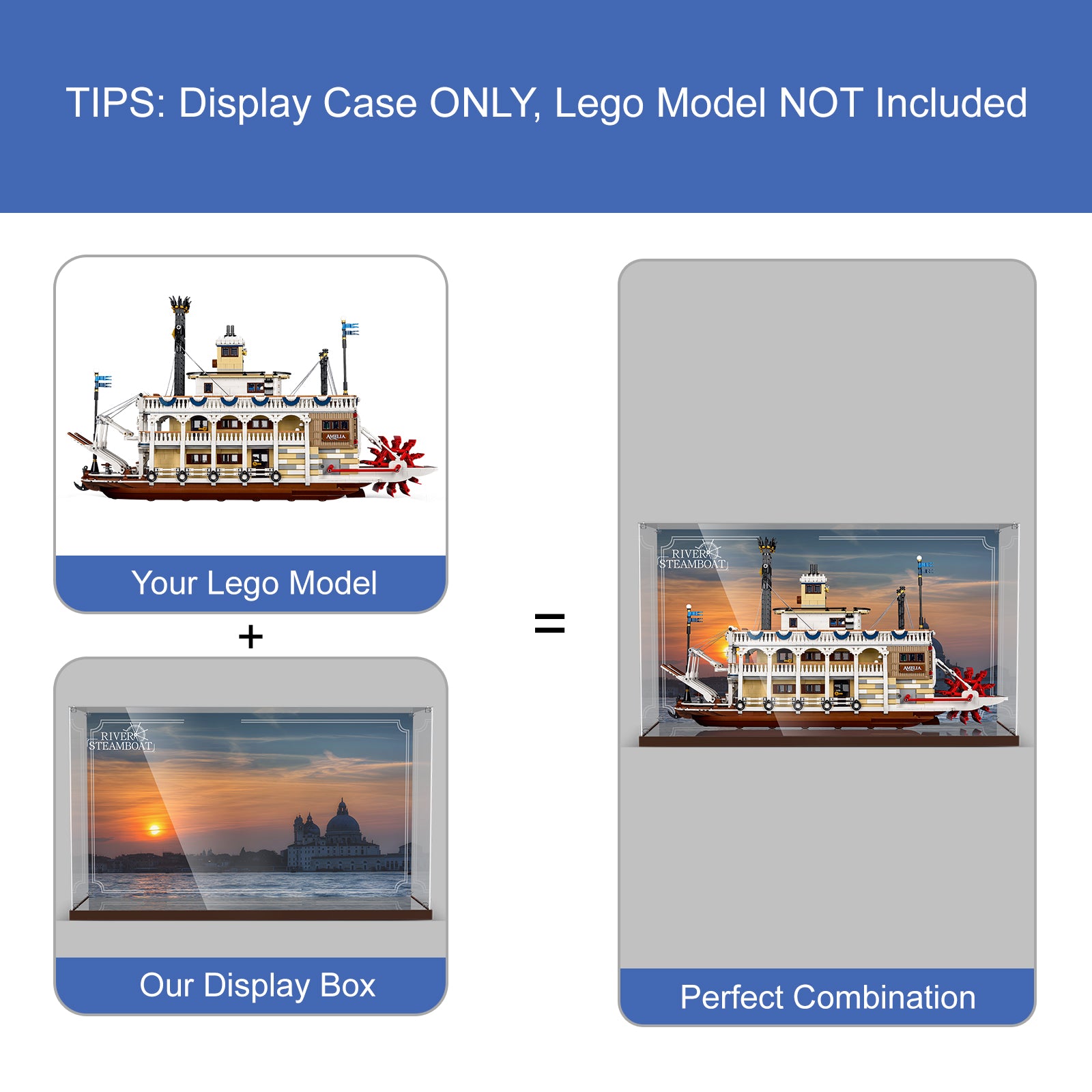 Acrylic Display Case for Lego River Steamboat Model Building Set 21356 (Box Only, No Model) (Box Only, No Model)