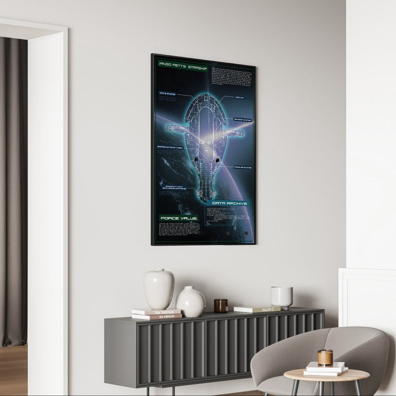 Display Wall Mount for Lego 75409 Star Wars Jango Fett's Firespray-Class Starship (Lego Set Not Included)