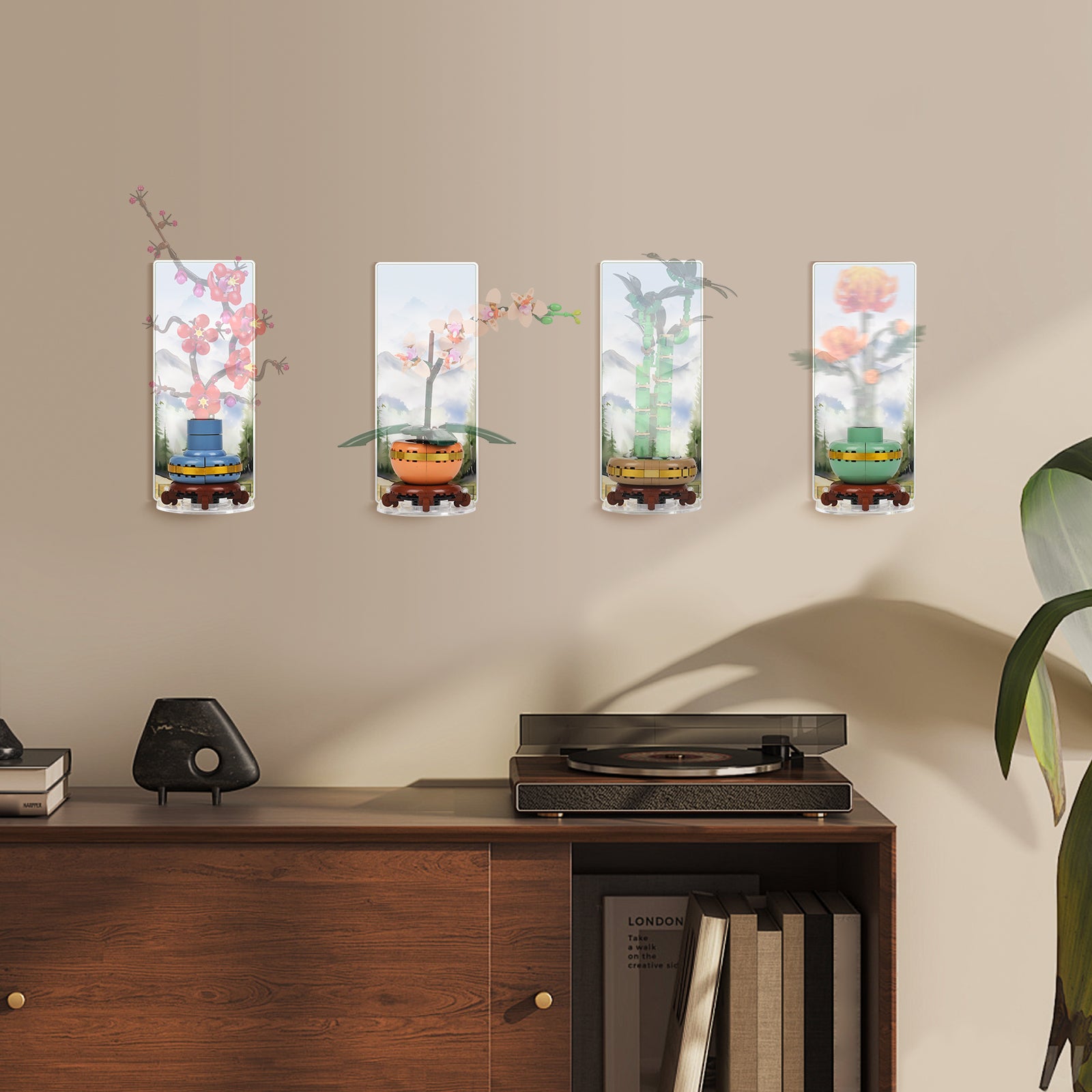 Acrylic Display Wall Mount for Lego Botanical Collection 10343/10344/10368/10369 (Lego Set Not Included)