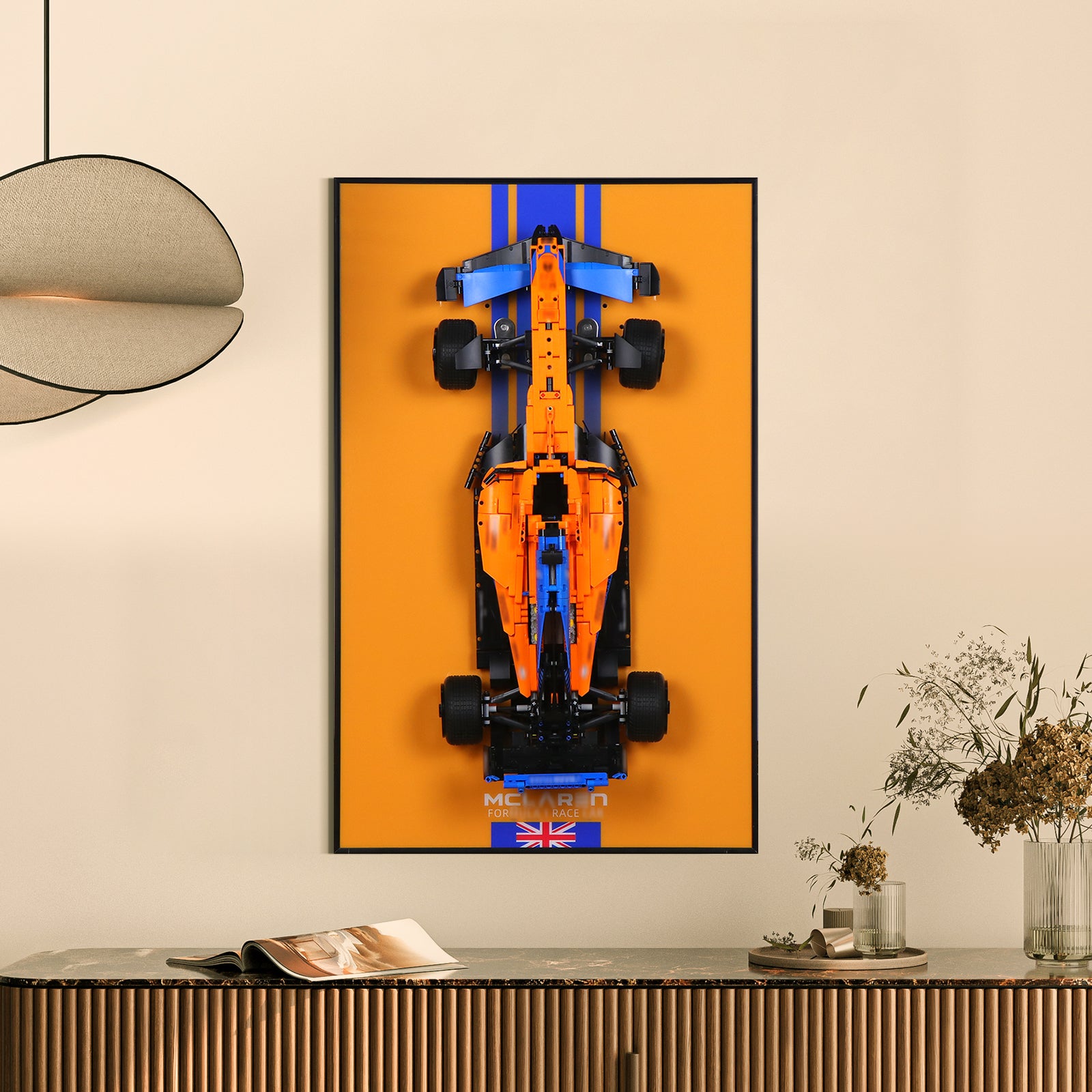 Display Wall Mount for Lego 42141 Technic McLaren Formula 1 2022 Replica Race Car (Lego Set Not Included)