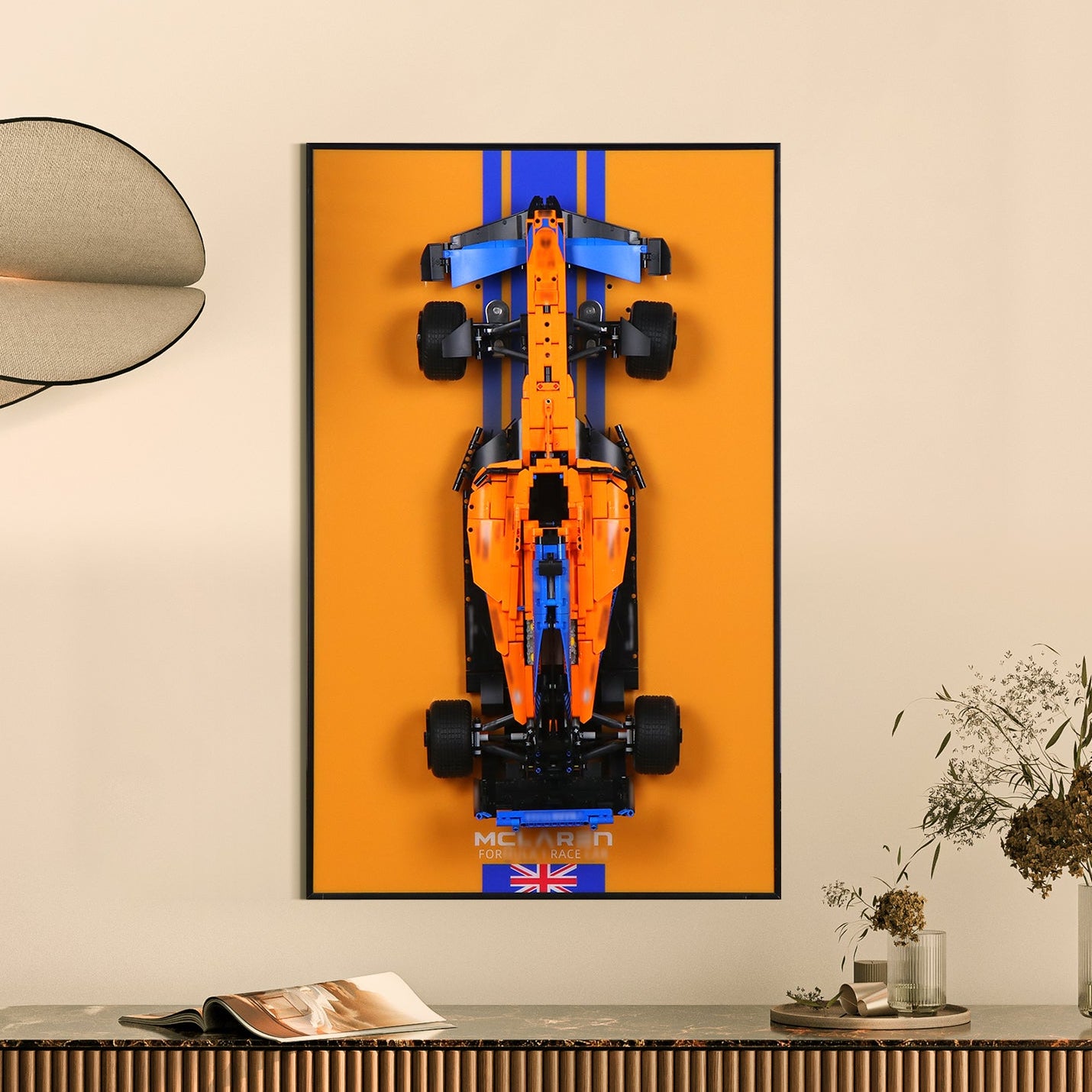 LED-beleuchtete Acryl-Wandhalterung für LEGO® 42141 Technic McLaren Formel1 2022 Nachbau F1-Rennwagen (LEGO-Set nicht enthalten)