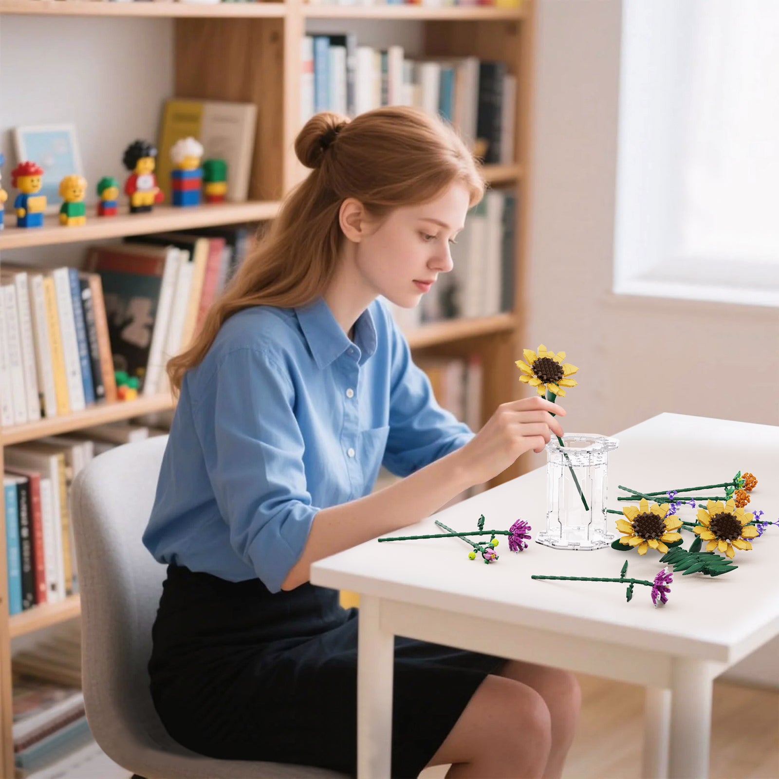 Acrylic Vase for LEGO® Bouquet-Roses Sunflowers Cherry Blossom Sunflowers Lotus (Model Not Included)