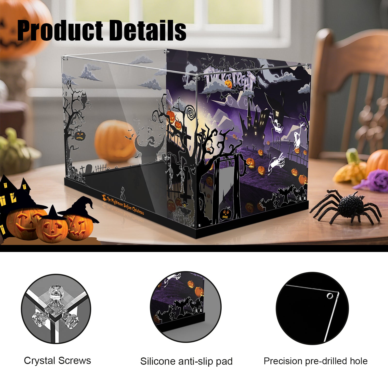NEW - Acrylic Display Case for Lego Ideas 21351 Disney Tim Burton's The Nightmare Before Christmas (Lego set Not Included).