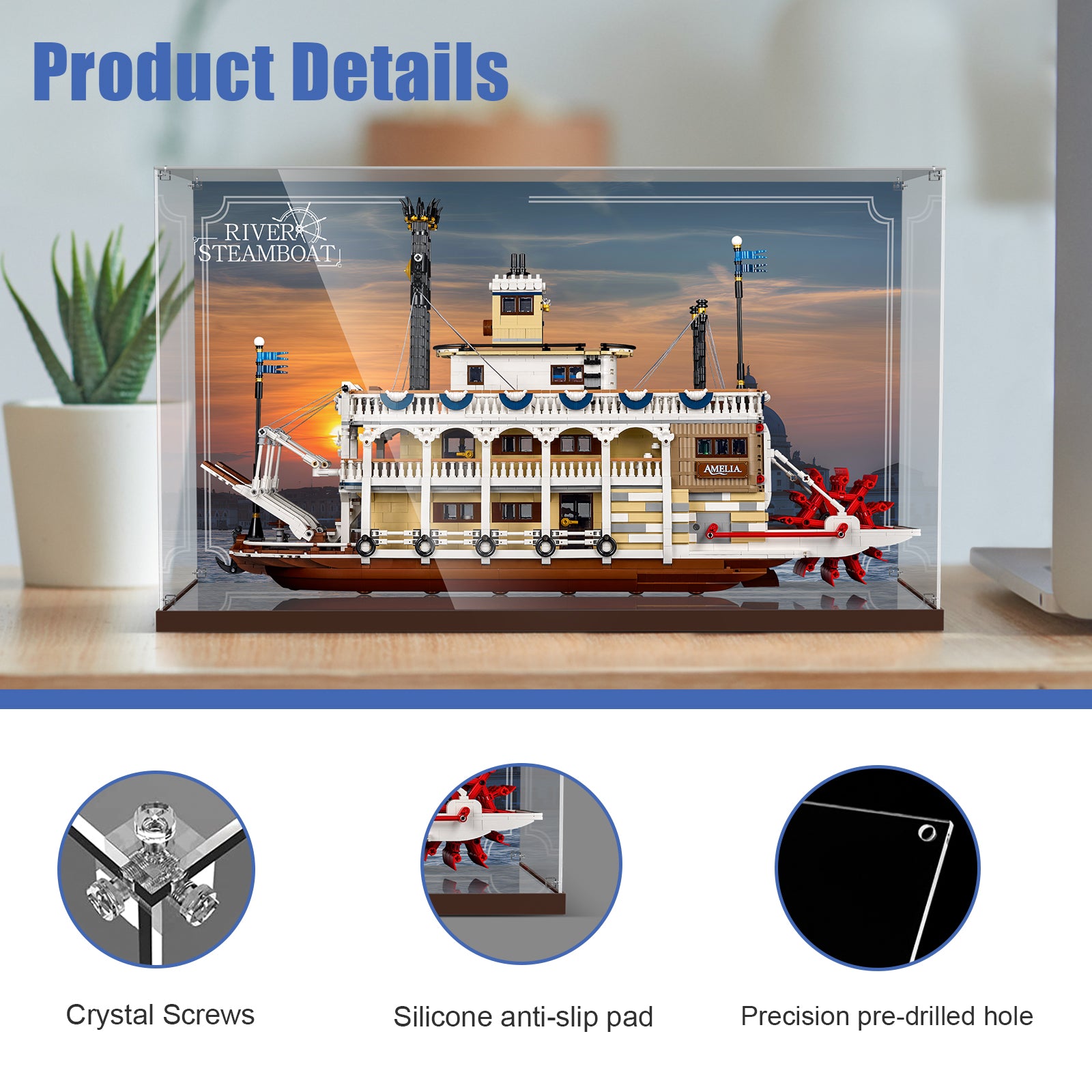 Acrylic Display Case for Lego River Steamboat Model Building Set 21356 (Box Only, No Model) (Box Only, No Model)