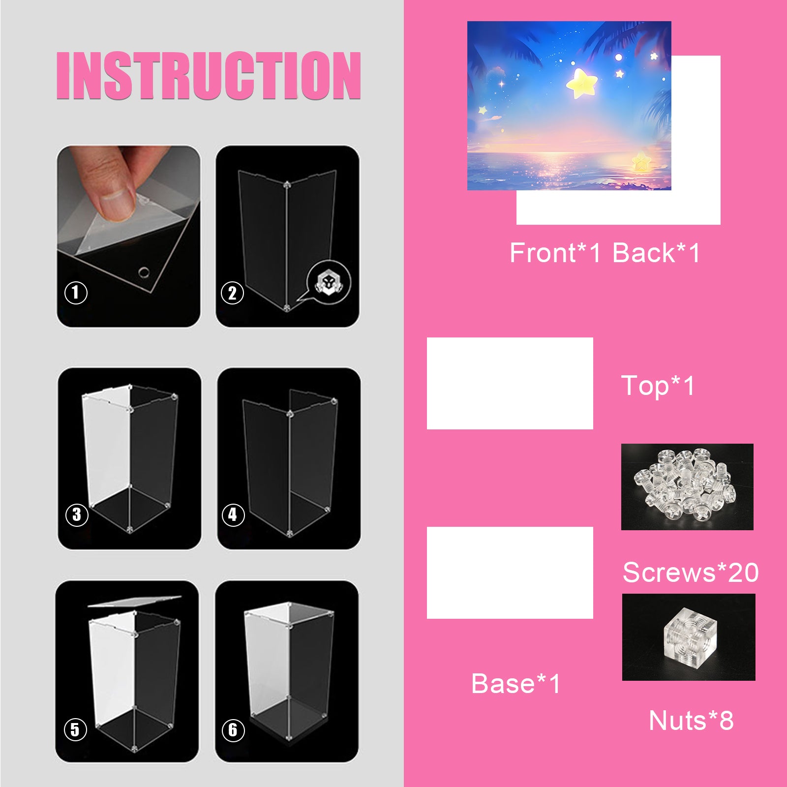 Acrylic Display Case for Lego Disney Angel Lilo & Stitch Kids Toy 43257(Box Only, No Model)