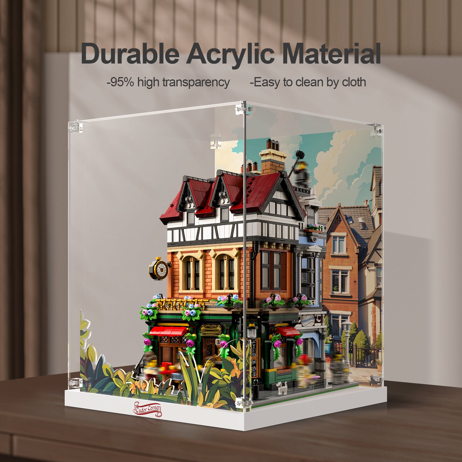 Acrylic Display Case for Lego 10350 Tudor Corner Building Set (Lego Set Not Included)