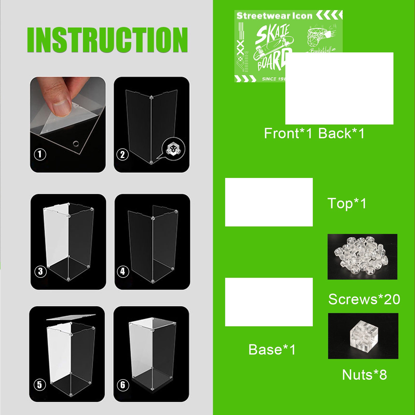 Acrylic Display Case for Lego 43008 Set x Nike Dunk (Box Only, No Model)