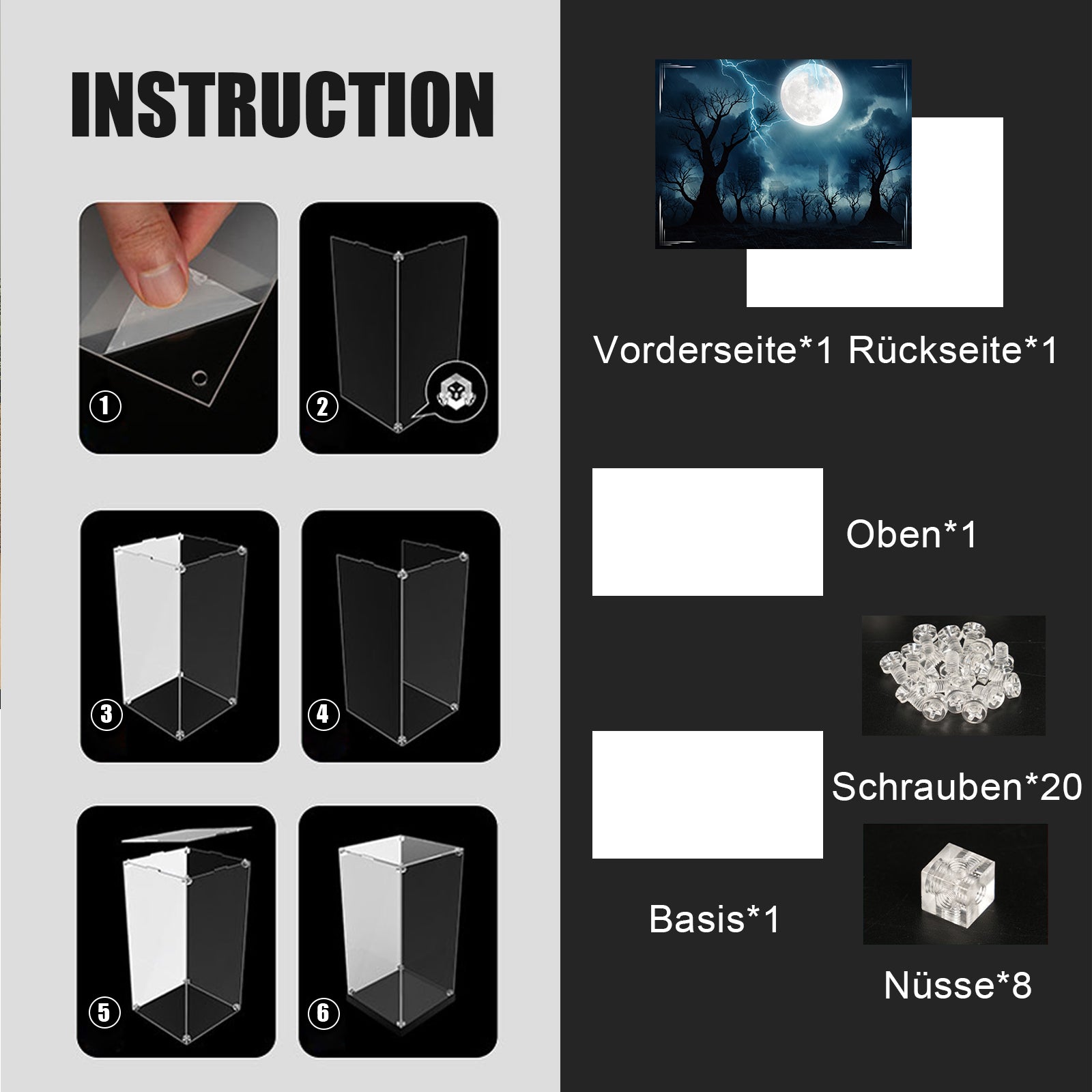 Acrylic Display Case for Lego Batman 76300 Arkham Asylum (Lego set Not included)