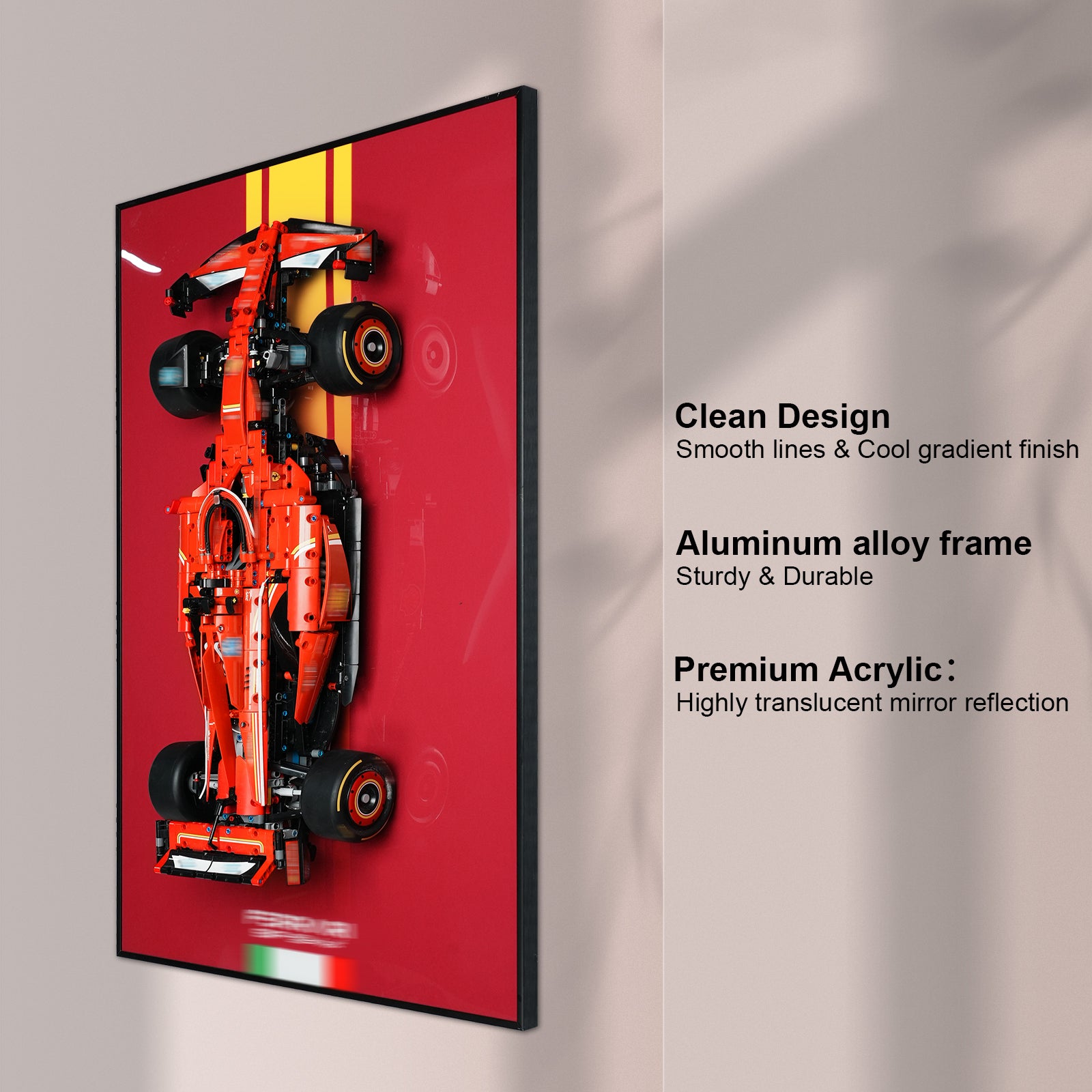 Display Wall Mount for Lego 42207 Technic Ferrari SF-24 F1 Car (Lego Set Not Included)