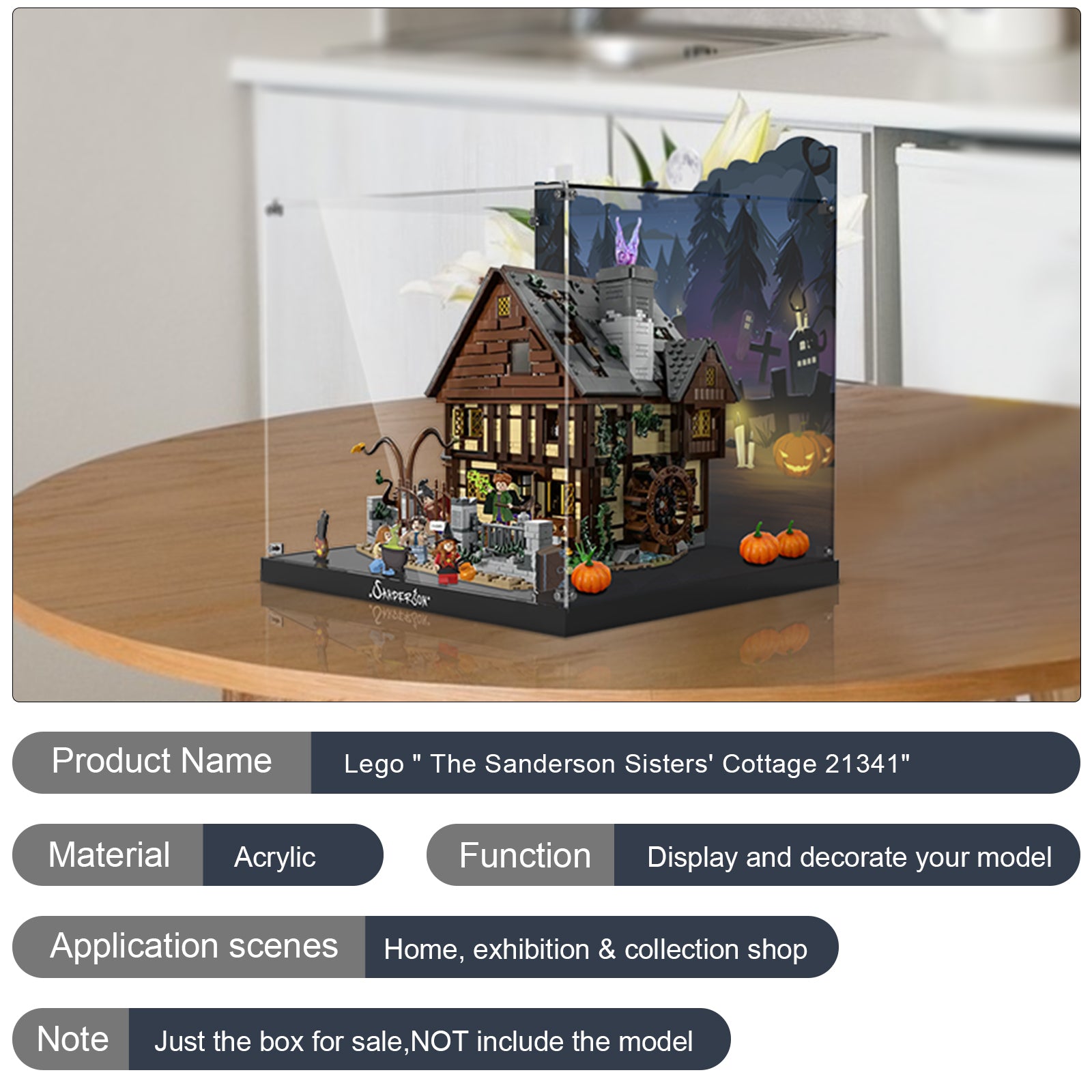 Acrylic Display Case for Lego Ideas Hocus Pocus The Sanderson Sister's Cottage 21341 (Box Only, No Model)