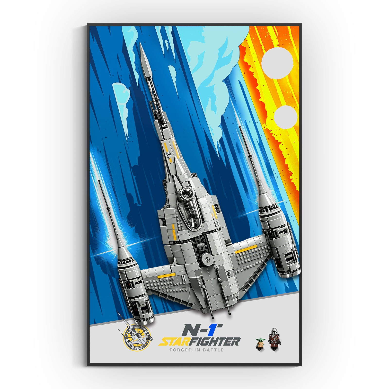 Display Wall Mount for LEGO® Star Wars™ 75442 The Mandalorian's N-1 Starfighter™ (LEGO® Set NOT Include)