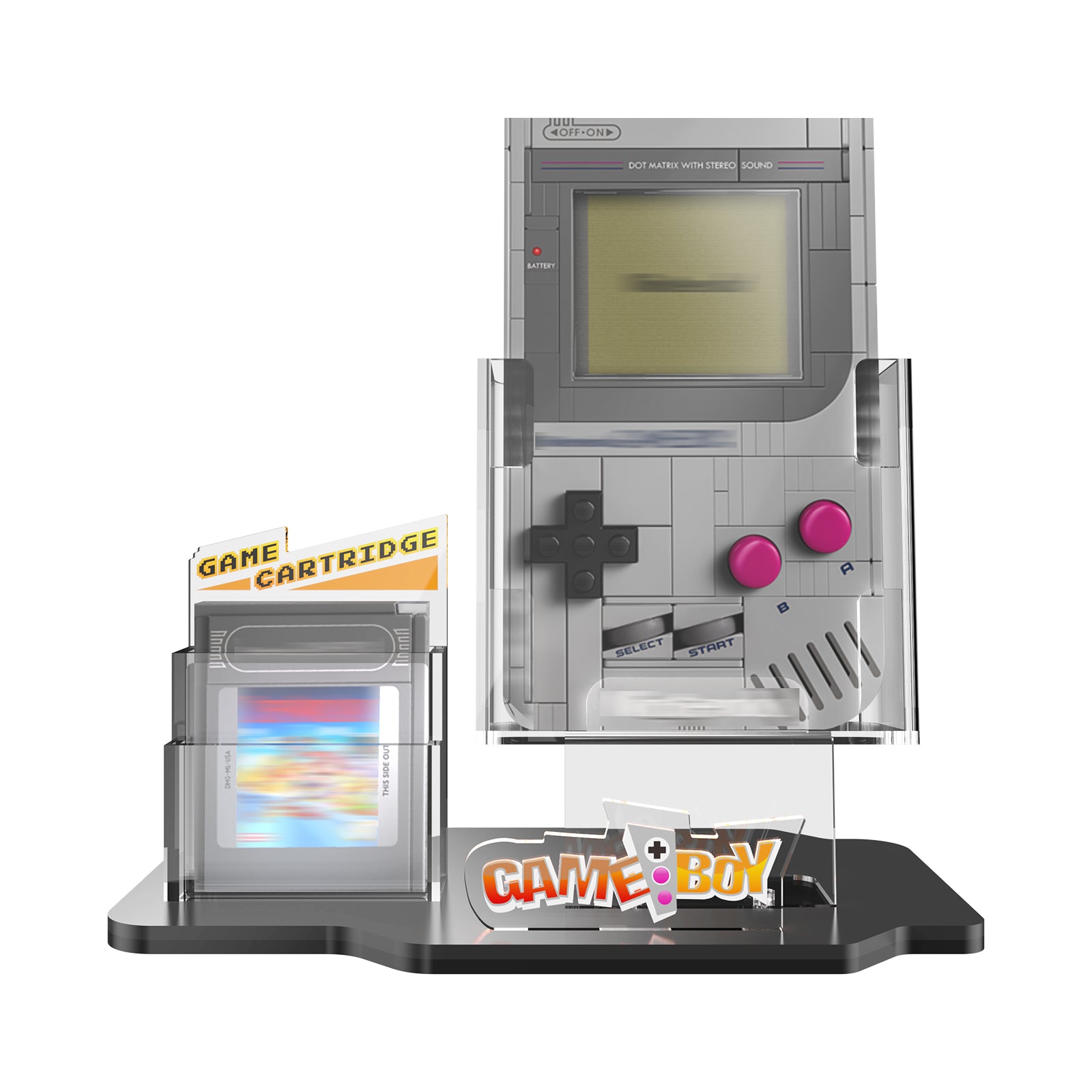 Précommandez le présentoir en acrylique pour le set LEGO® Super Mario 72046 Game Boy (set LEGO non inclus).