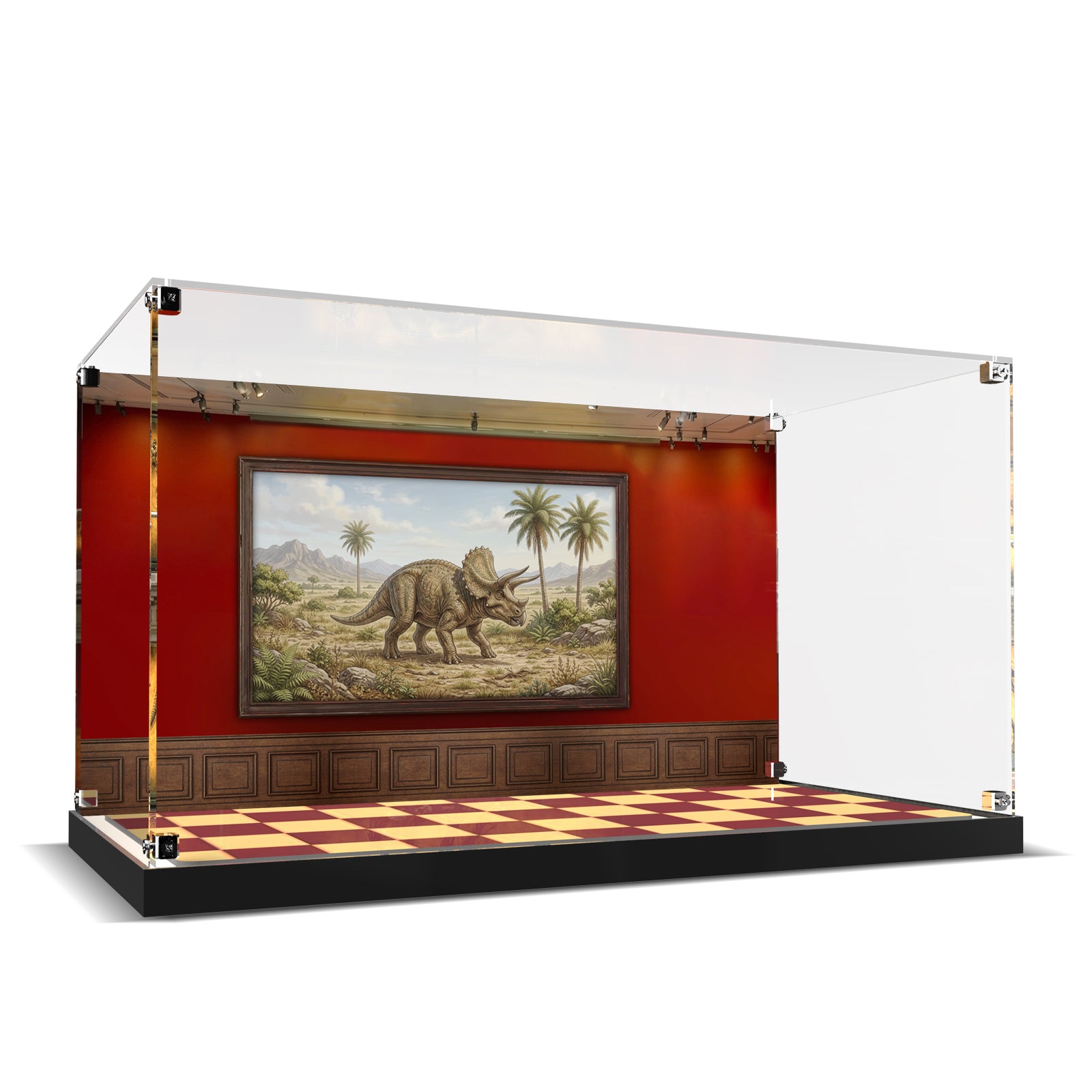 LED Light Acrylic Display Case for LEGO® Jurassic World™ 77985 Dinosaur Fossils: Triceratops (LEGO® Set NOT Include)