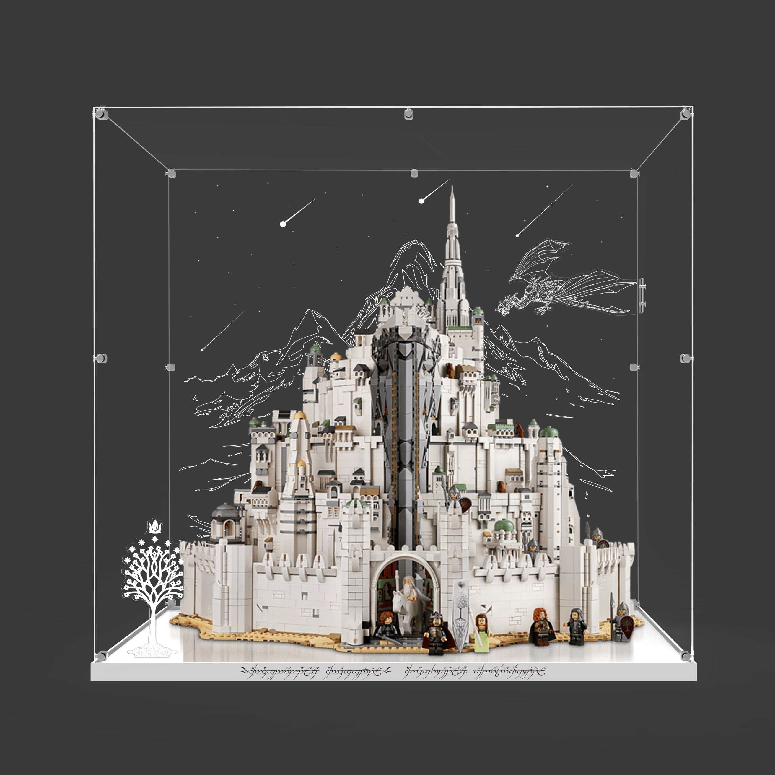 LED Light Acrylic Display Case for LEGO® Icons 11377 The Lord of the Rings: Minas Tirith™ (LEGO® Set NOT Include)