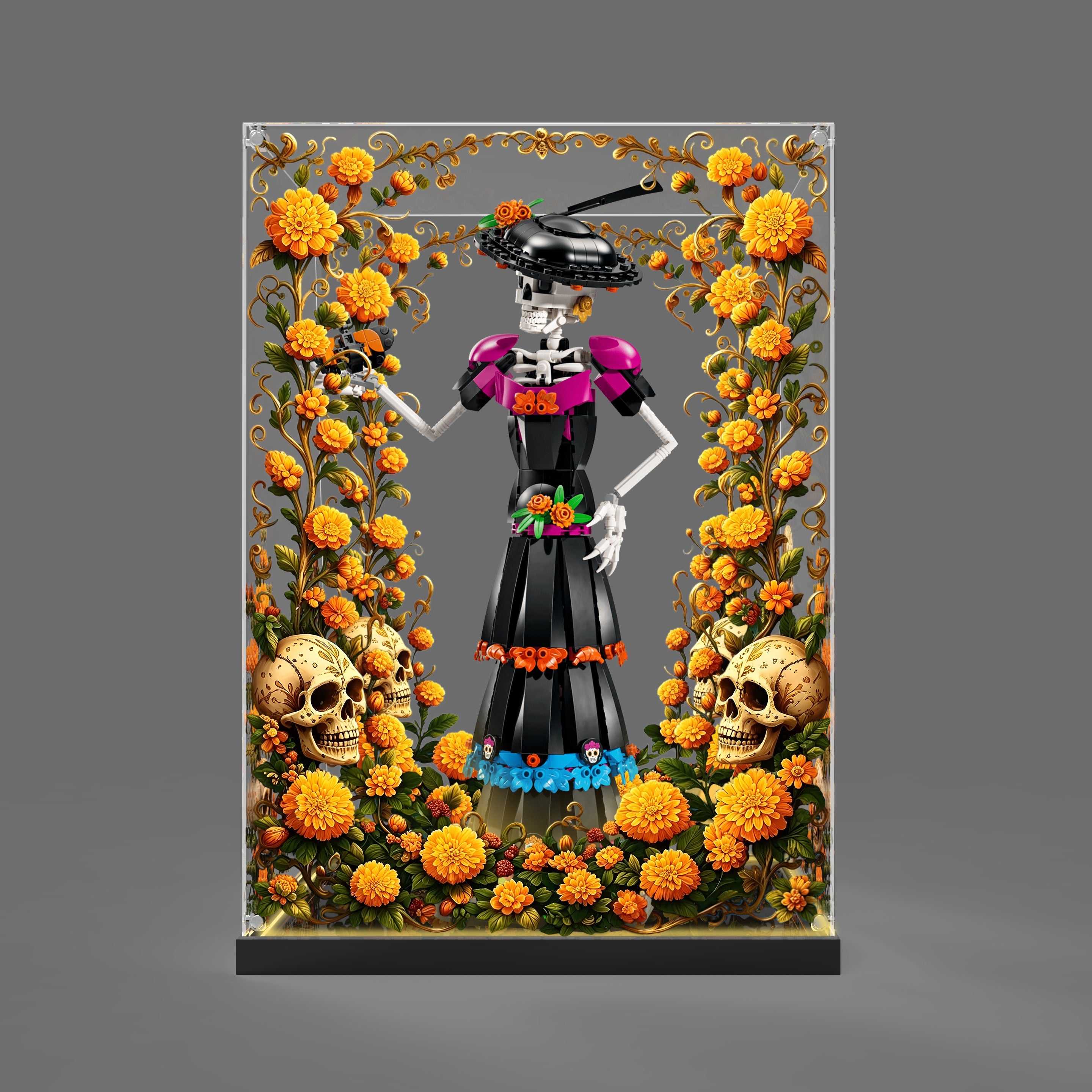 LED Light Acrylic Display Case for LEGO® Ideas 21372 La Catrina (LEGO® Set Not Included)