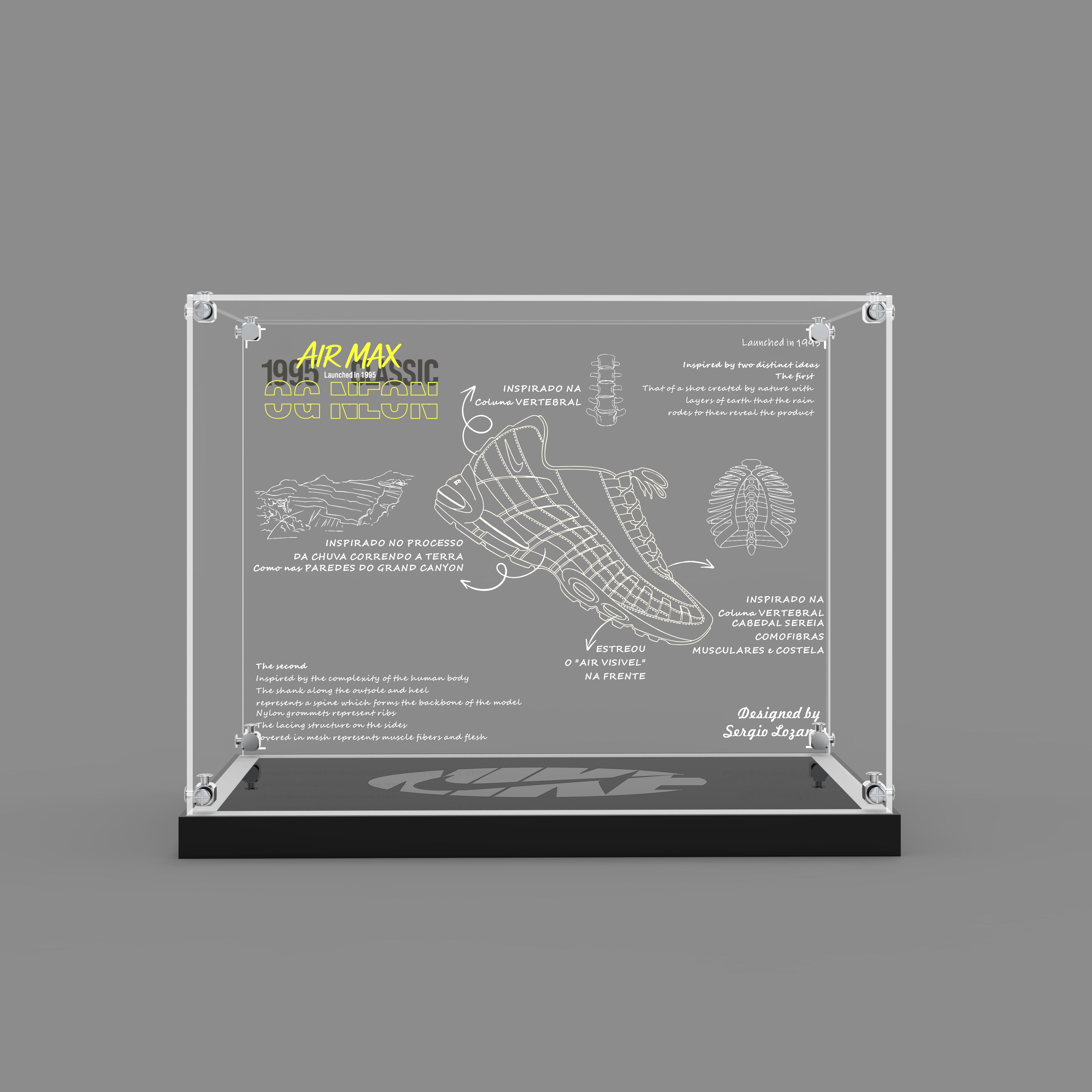 LED Light Acrylic Display Case for LEGO® Nike 43025 Nike Air Max 95 (LEGO® Set NOT Include)