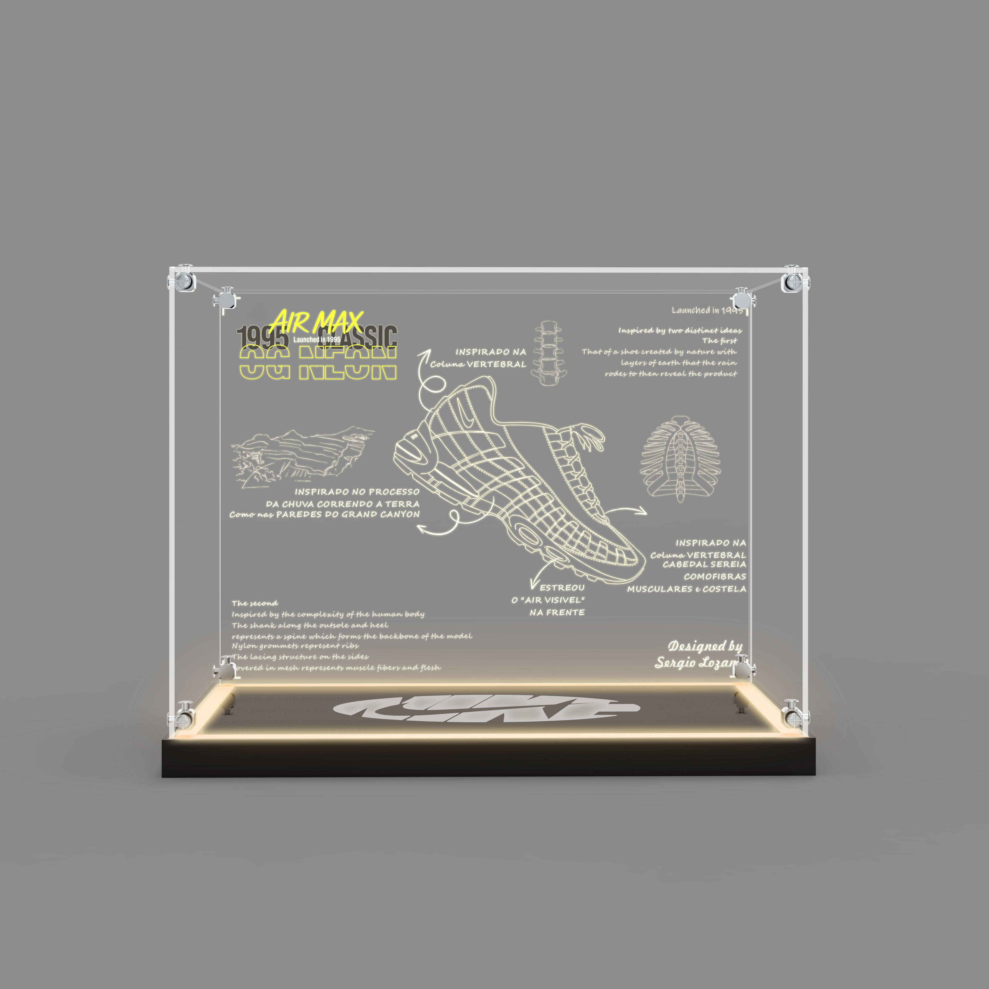 LED Light Acrylic Display Case for LEGO® Nike 43025 Nike Air Max 95 (LEGO® Set NOT Include)