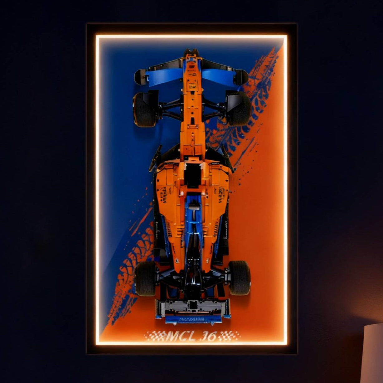 LED Light Acrylic Display Wall Mount for LEGO® 42141 Technic McLaren Formula1 2022 Replica F1 Car (Lego Set Not Included)