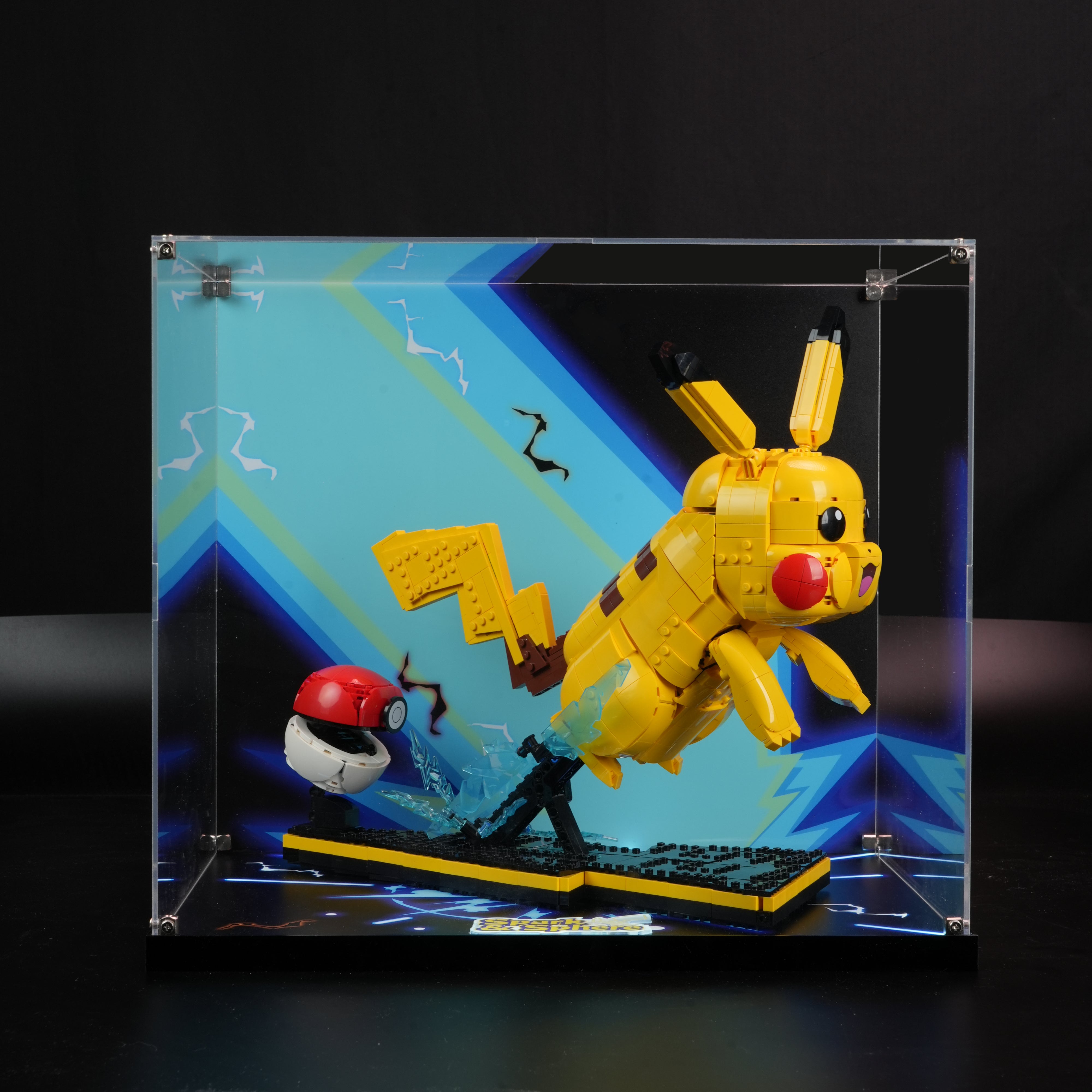 LED Light Acrylic Display Case for LEGO® Pokémon 72152 Pikachu and Poké Ball (LEGO® Set NOT Include)